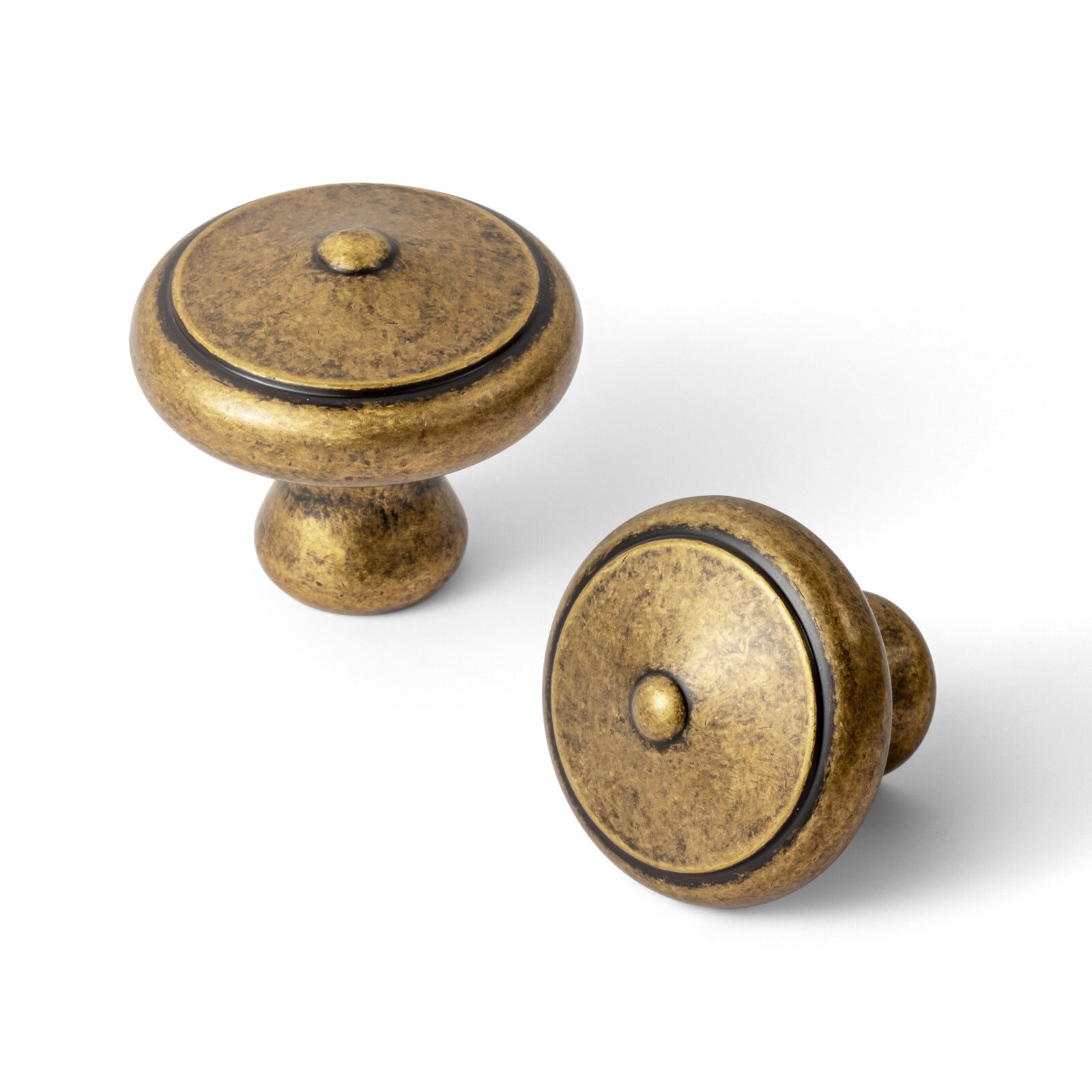 Miaokesen 6128GT-DK-6 1-1/2-in Antique Brass Mushroom Classic Cabinet Knob 6 -Pack