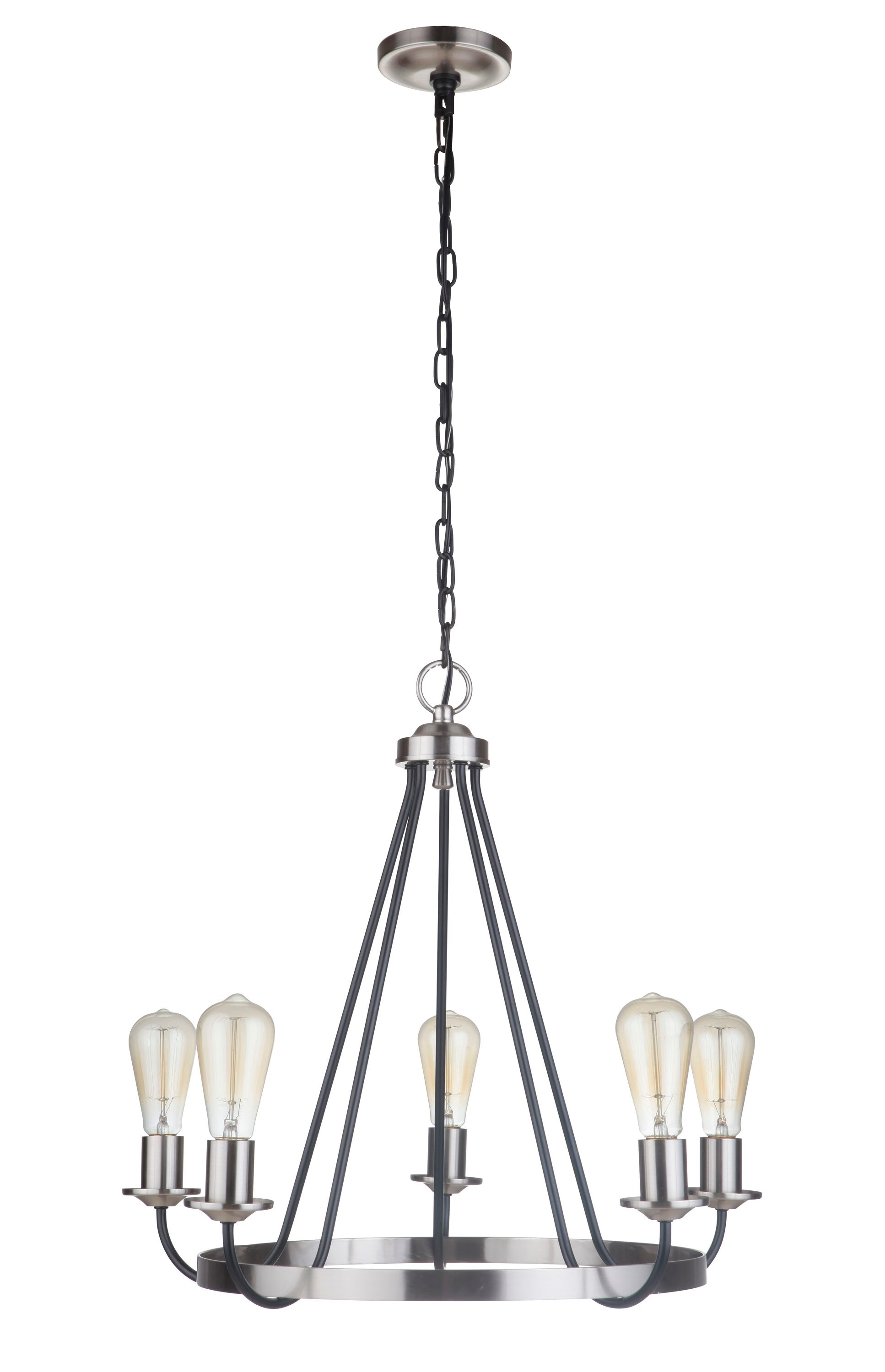 Craftmade 50325-FBBNK Randolph 5 -Light Black Transitional For Use in Bedrooms, Dining Rooms, Foyers, Kitchens, Living Rooms Chandelier