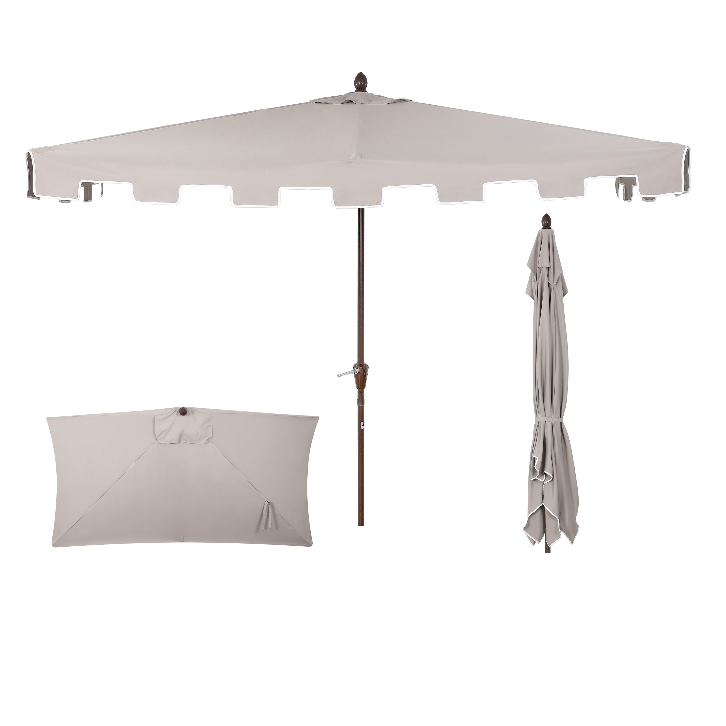 JONATHAN  Y UMB1200A 8.75-Feet Aluminum Gray Crank Market Patio Umbrella with Base