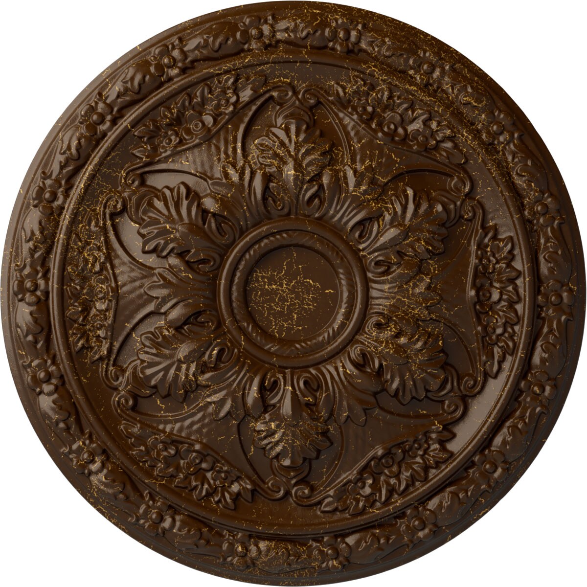 Ekena Millwork CM20BLRBC Baile 20-in W x 20-in L Painted Root Beer Crackle Polyurethane Whole Ceiling Medallion