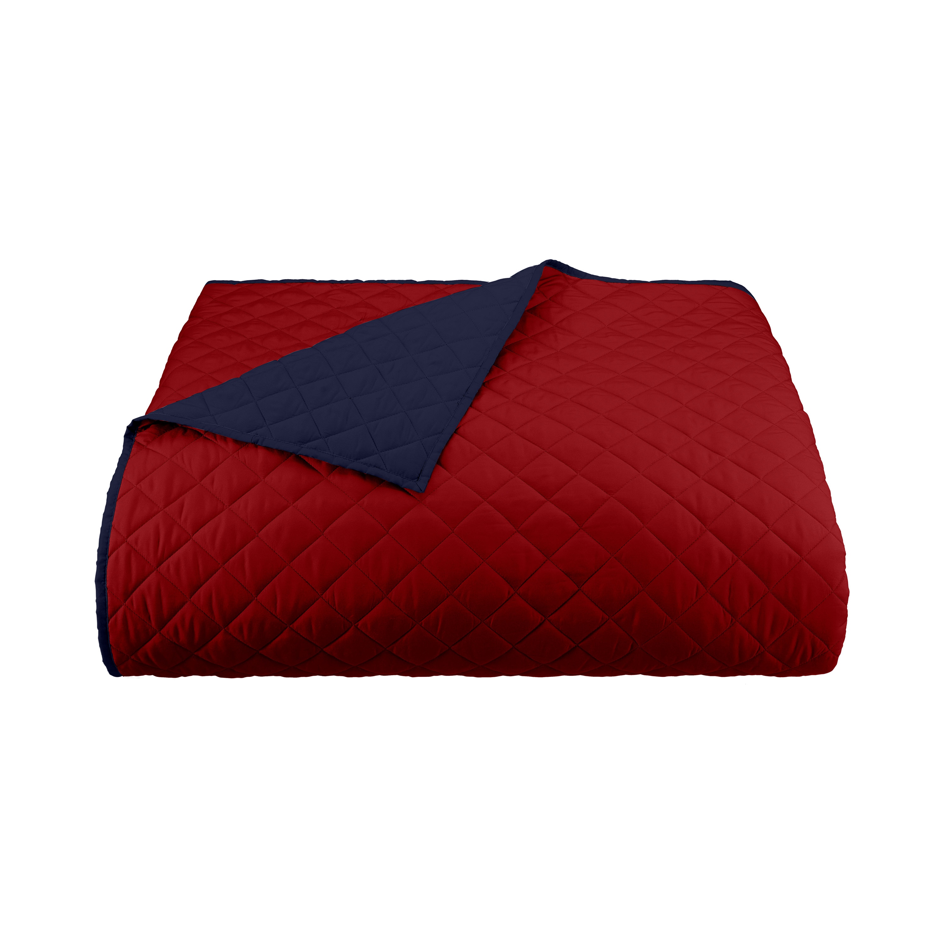 WestPoint Home 028828367518 Martex Reversible Coverlet Red/Navy Solid Reversible Twin Quilt