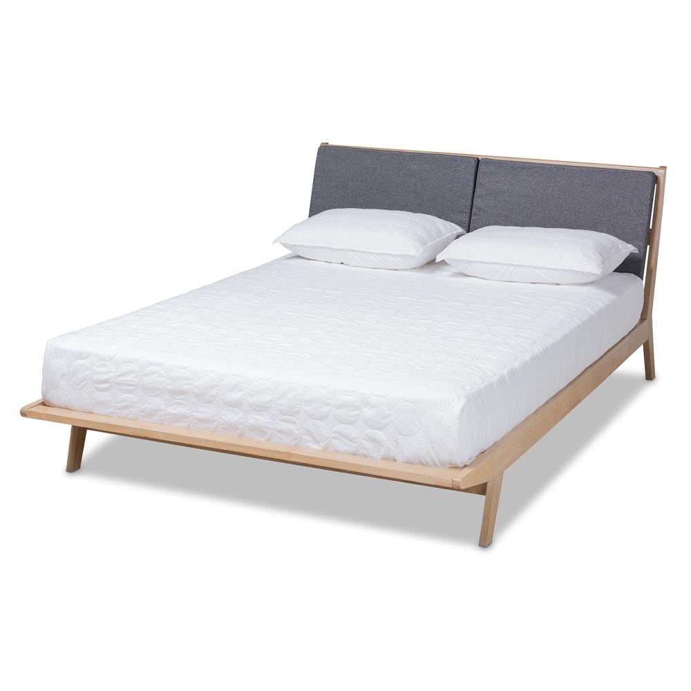 Baxton Studio Emile Grey Natural King Wood Platform Bed in the