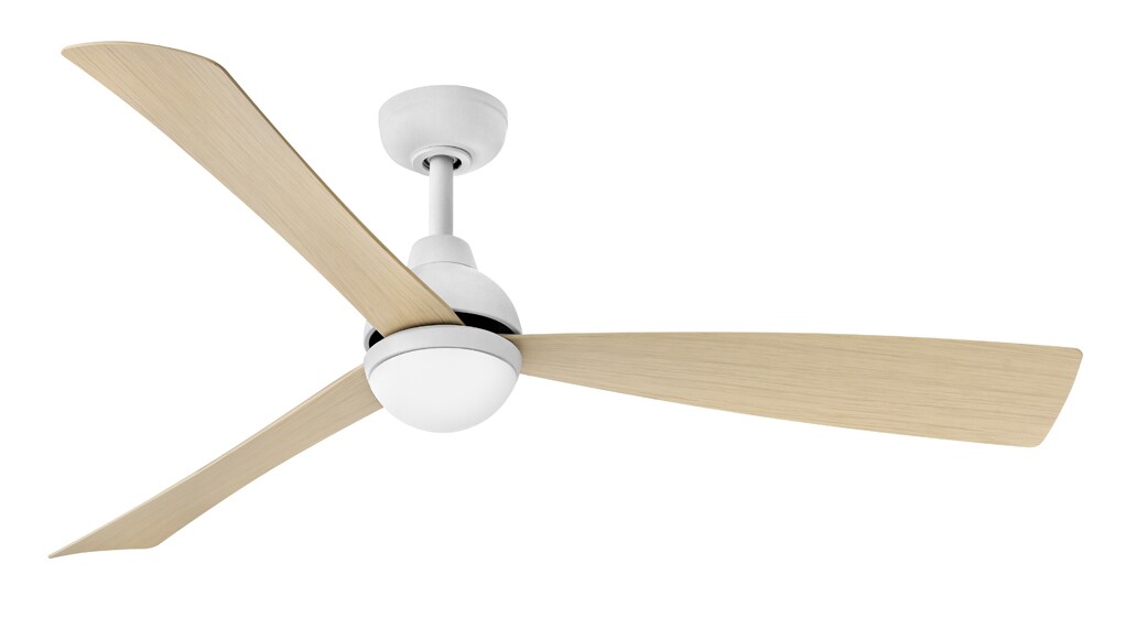 Hinkley 905656FMW-LDD Una 56-Inches Matte White with Natural Blades Integrated LED Fixture Indoor Downrod mount Smart Compatible Standard Ceiling Fan With Light and Remote ( 3 -Blade)