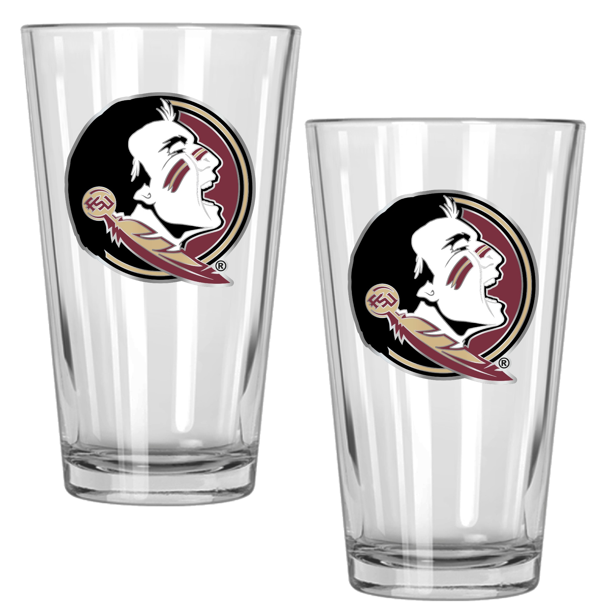 GREAT AMERICAN GSHSET2304-4 Florida State Seminoles 15-fl oz Glass Multi Colored-Pint Set of: 2
