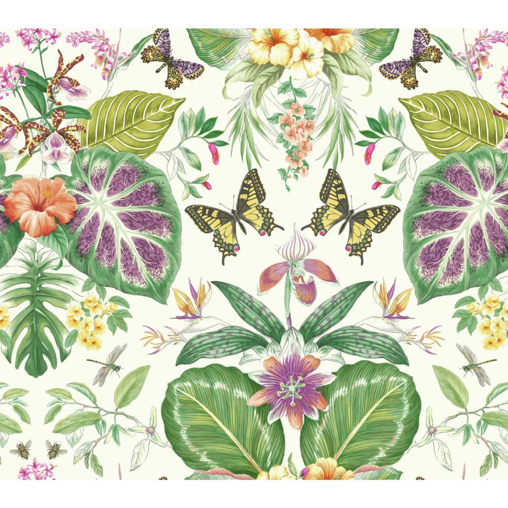 York Wallcoverings ON1600 Outdoors In 60.75-Sq. Feet Orange Paper Floral Prepasted Soak and Hang Wallpaper