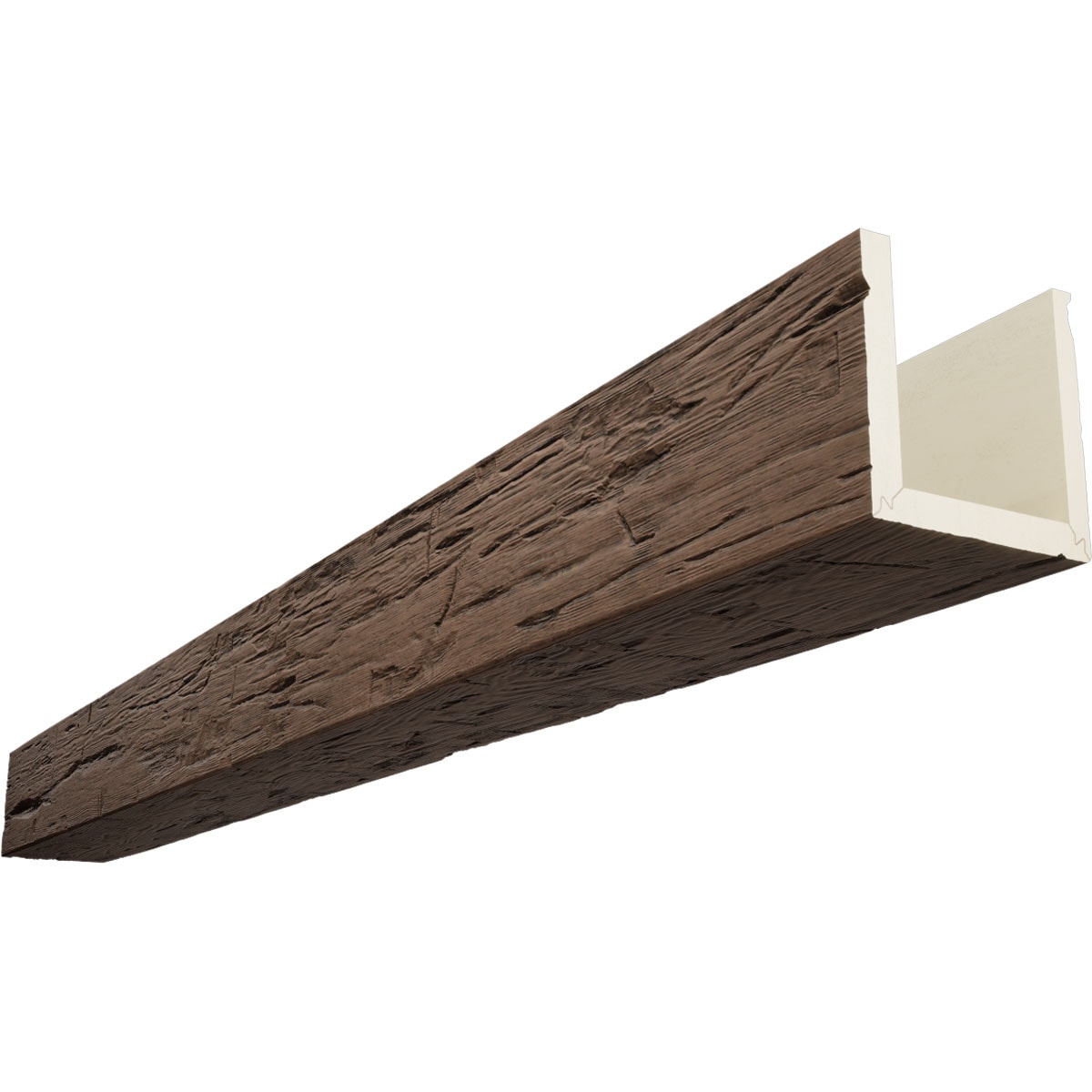 Ekena Millwork BMHH3C0040X040X120ZD 1-in x 4-in x 10-ft Aged Finished Urethane U-Shaped Decorative Beam
