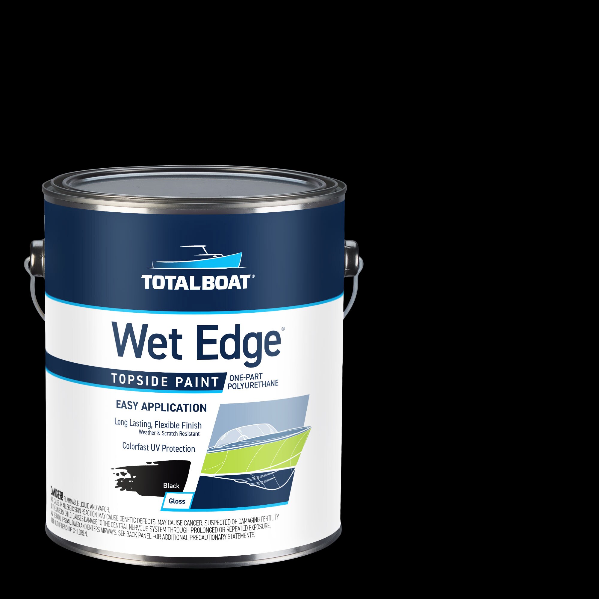 TotalBoat 365401 Wet Edge Topside Paint High-gloss Black Enamel Oil-based Marine paint ( 1-gallon )