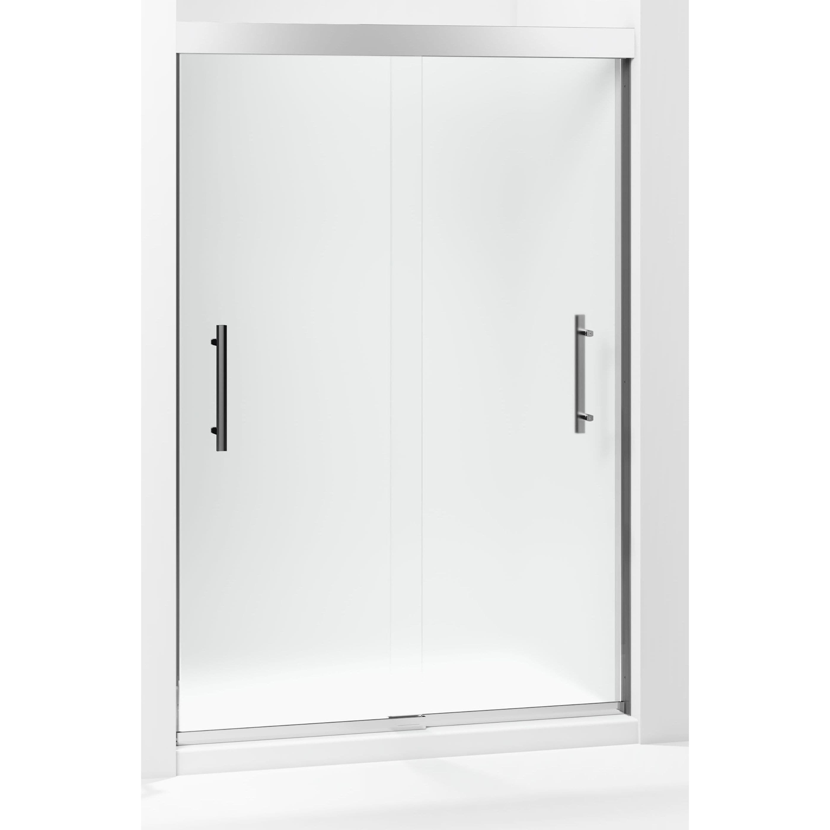 Sterling 547808-48S-G03 Finesse Silver 44-in to 48-in W x 70.0625-Inches H Semi-frameless Sliding Shower door 5/16-in Thick Frosted Glass