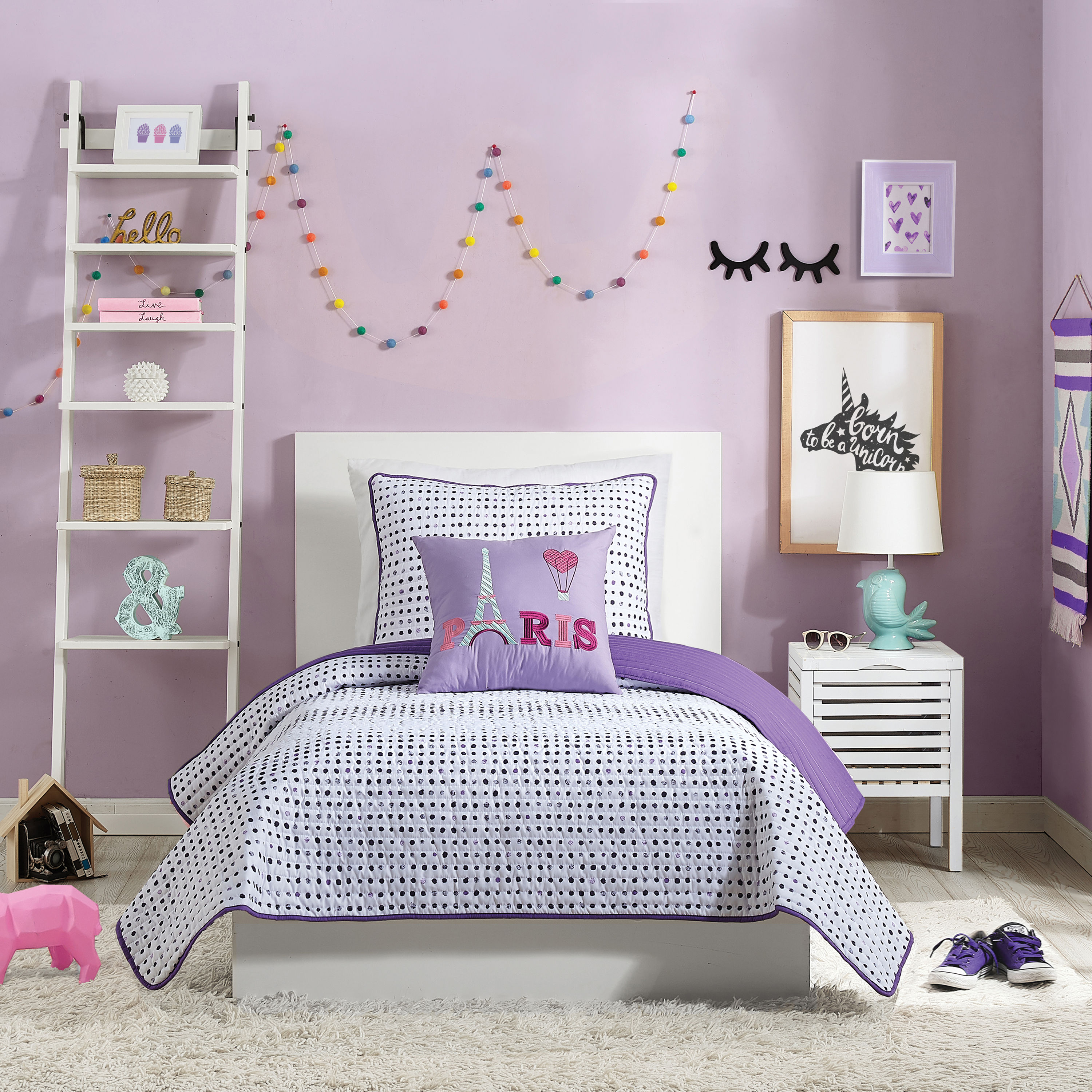 Urban Playground A010718PRNAS Joceline 2 -Piece Purple Twin Quilt Set