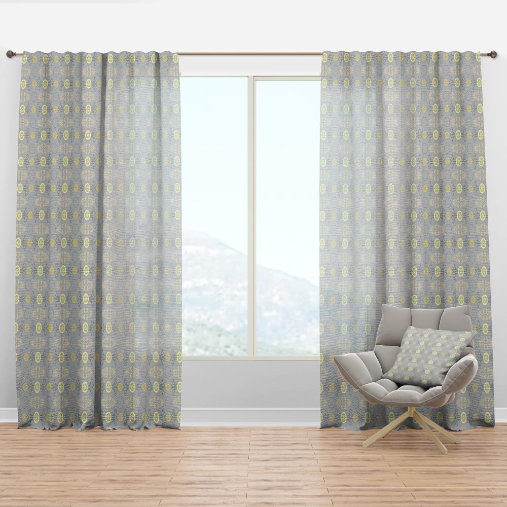 Designart CTN24503-52-108 108-in Gray Abstract Room darkening Thermal lined Rod pocket Single curtain panel