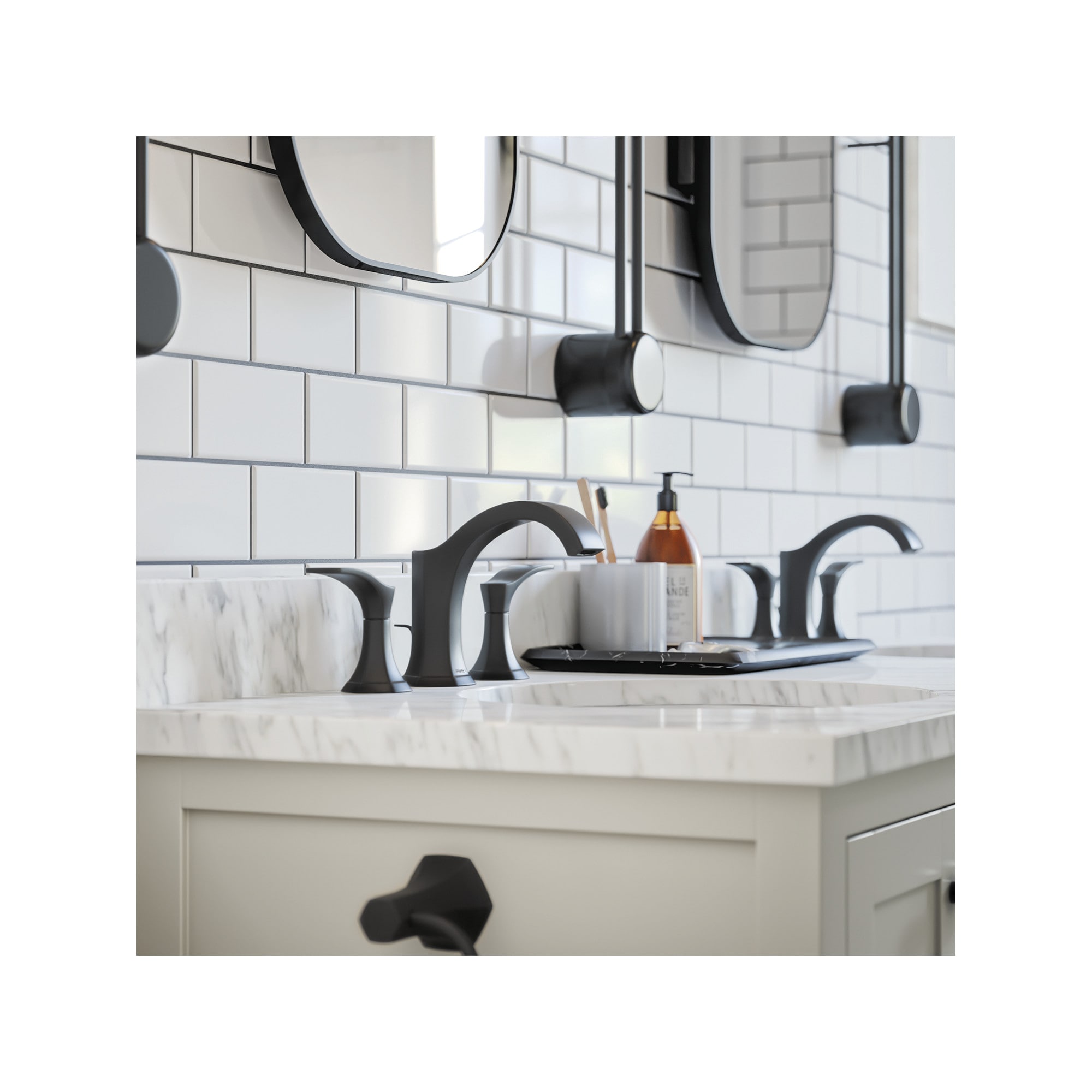 Hansgrohe 04813670 Locarno Matte Black Widespread 2-handle Mid-arc Commercial/Residential Handle Bathroom Sink Faucet