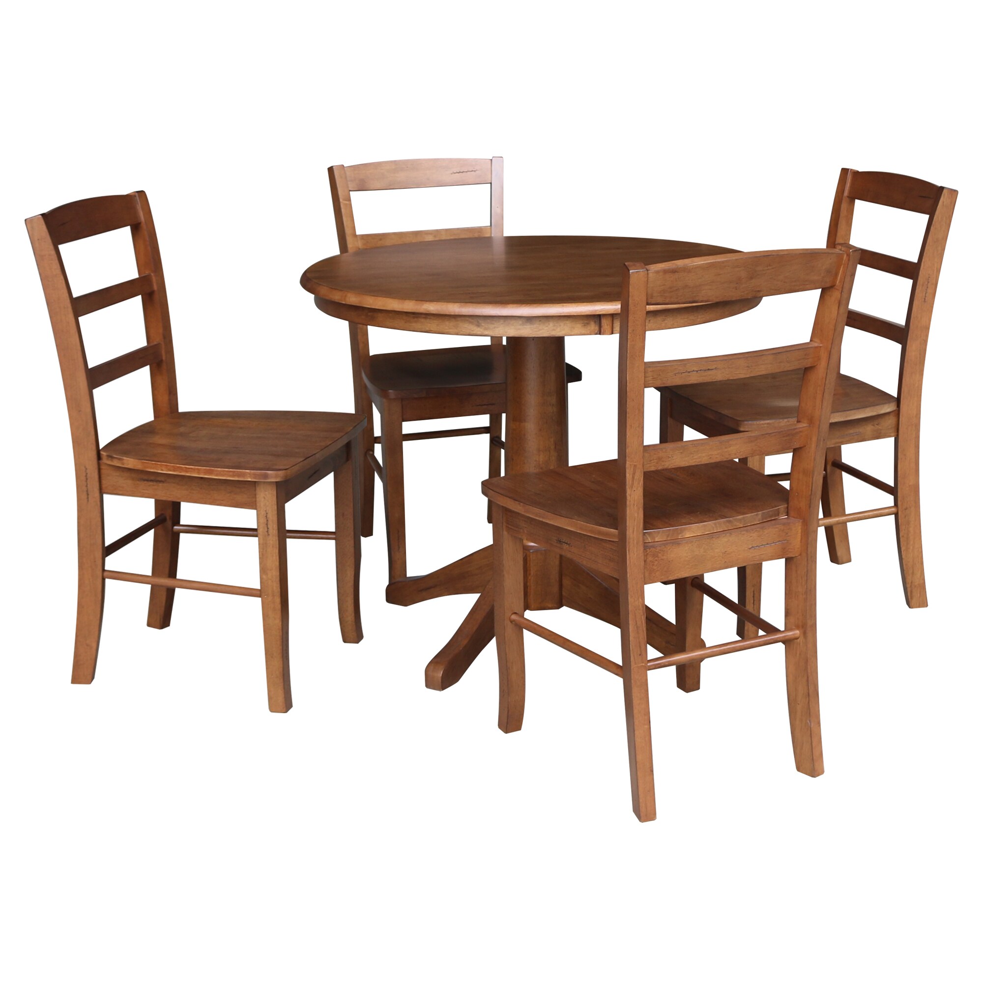 International Concepts K42-36RT-27B-C2-4 Distressed oak Traditional Dining Room Set with Round Table ( Seats 4 )