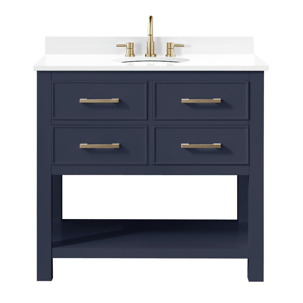 Avanity BROOKS-VS36-NB-EW Brooks 37-in Navy blue Undermount Single sink Bathroom Vanity with White Engineered stone Top