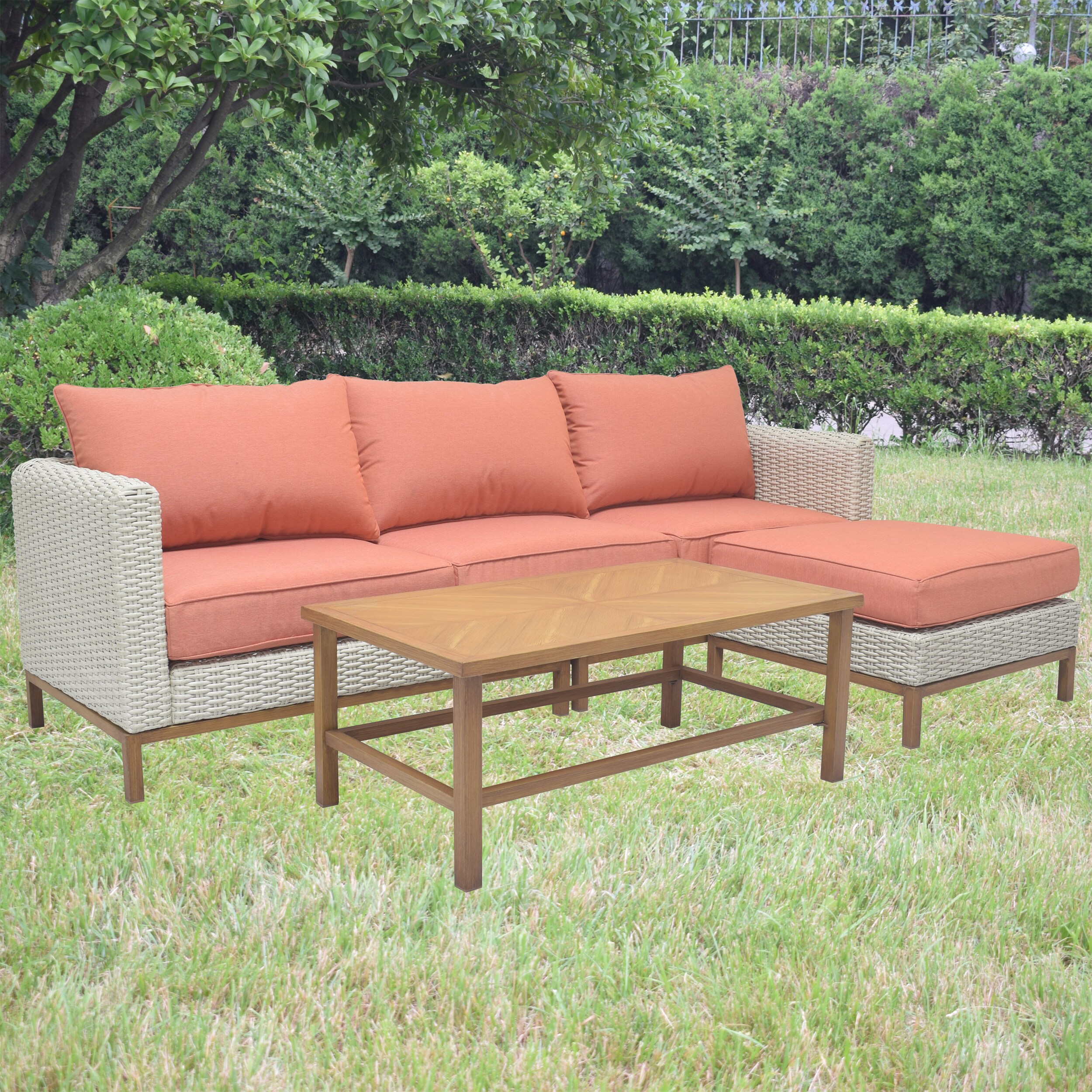 Origin 21 Veda Springs 4-Piece Woven Patio Conversation Set with Orange  Cushions in the Patio Conversation Sets department at