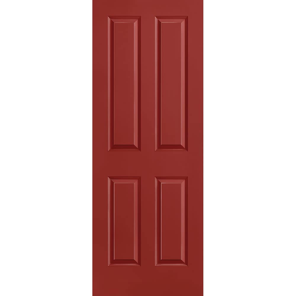 Masonite 1316445 Traditional 30-in x 80-in Barn Red 4 panel square Smooth Solid core Prefinished Molded composite Slab Door
