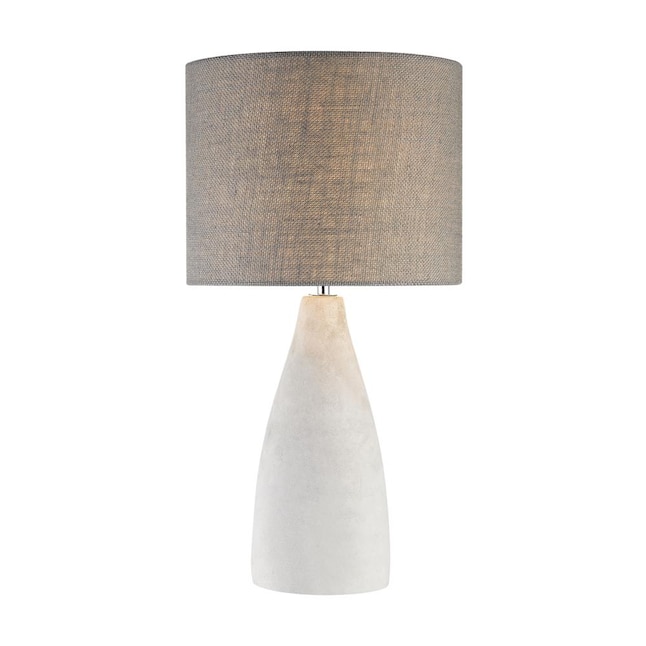 Polished Concrete Table Lamp, Standing Lamp With Burlap Shade
