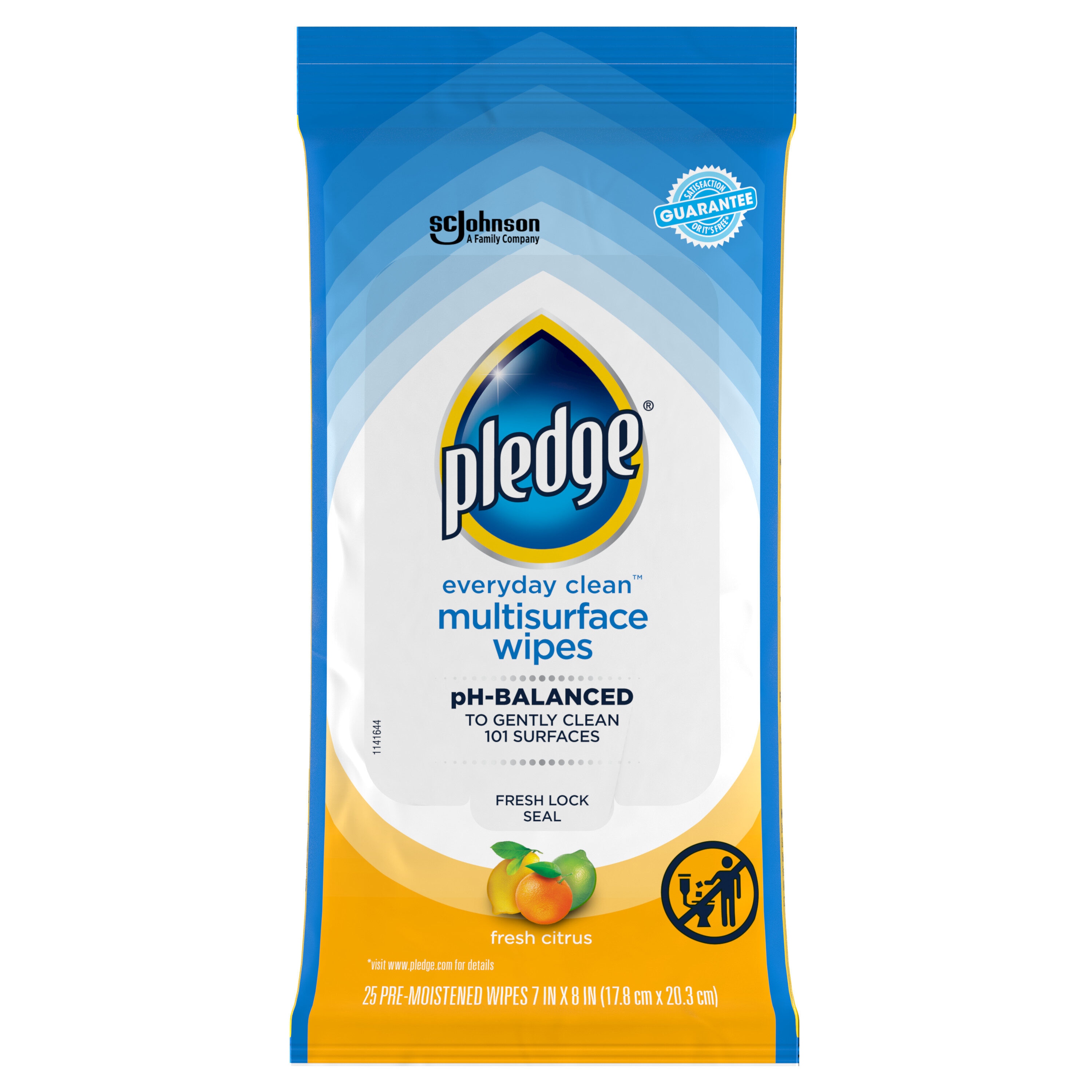 Pledge 25-Count Fresh Disinfectant Wipes All-Purpose Cleaner at