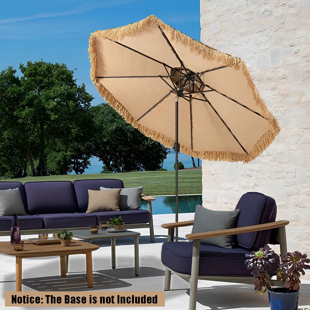 Sunrinx 9 ft Brown Thatched Tiki Patio Umbrella with Crank and Tilt ...