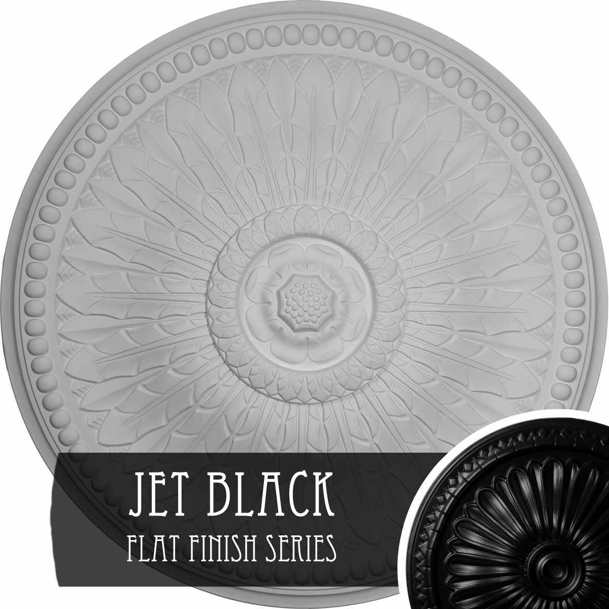 Ekena Millwork CM42SPBLF Springtime 42.5-in W x 42.5-in L Painted Jet Black Polyurethane Whole Ceiling Medallion
