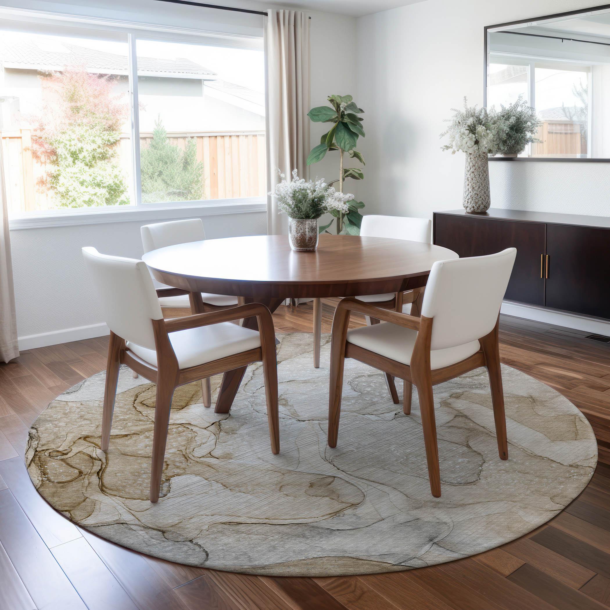 Addison Rugs ACN512BG8RO Chantille ACN512BG 8 x 8 (ft) Polyester Beige Round Indoor/Outdoor Abstract Machine washable Area rug