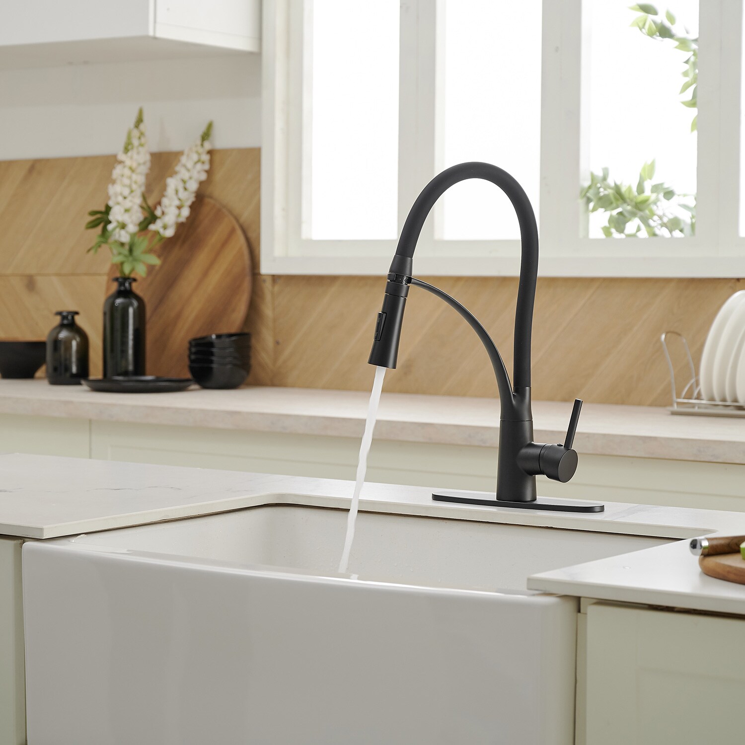 BWE A94013 Single Kitchen Faucet Matte Black Single Handle Filtered