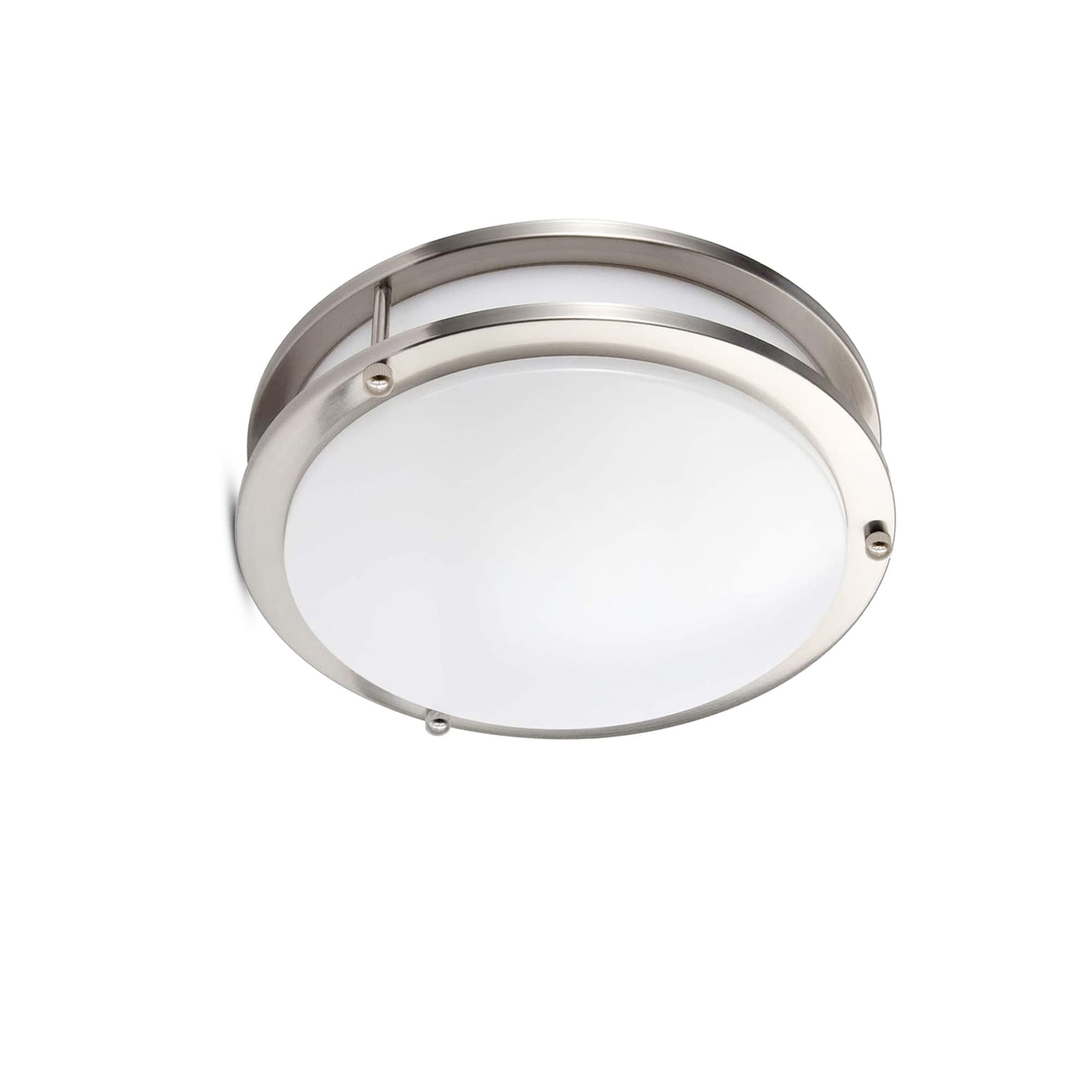 Modern 12" Brushed Nickel LED Flush Mount Ceiling Light, White Acrylic