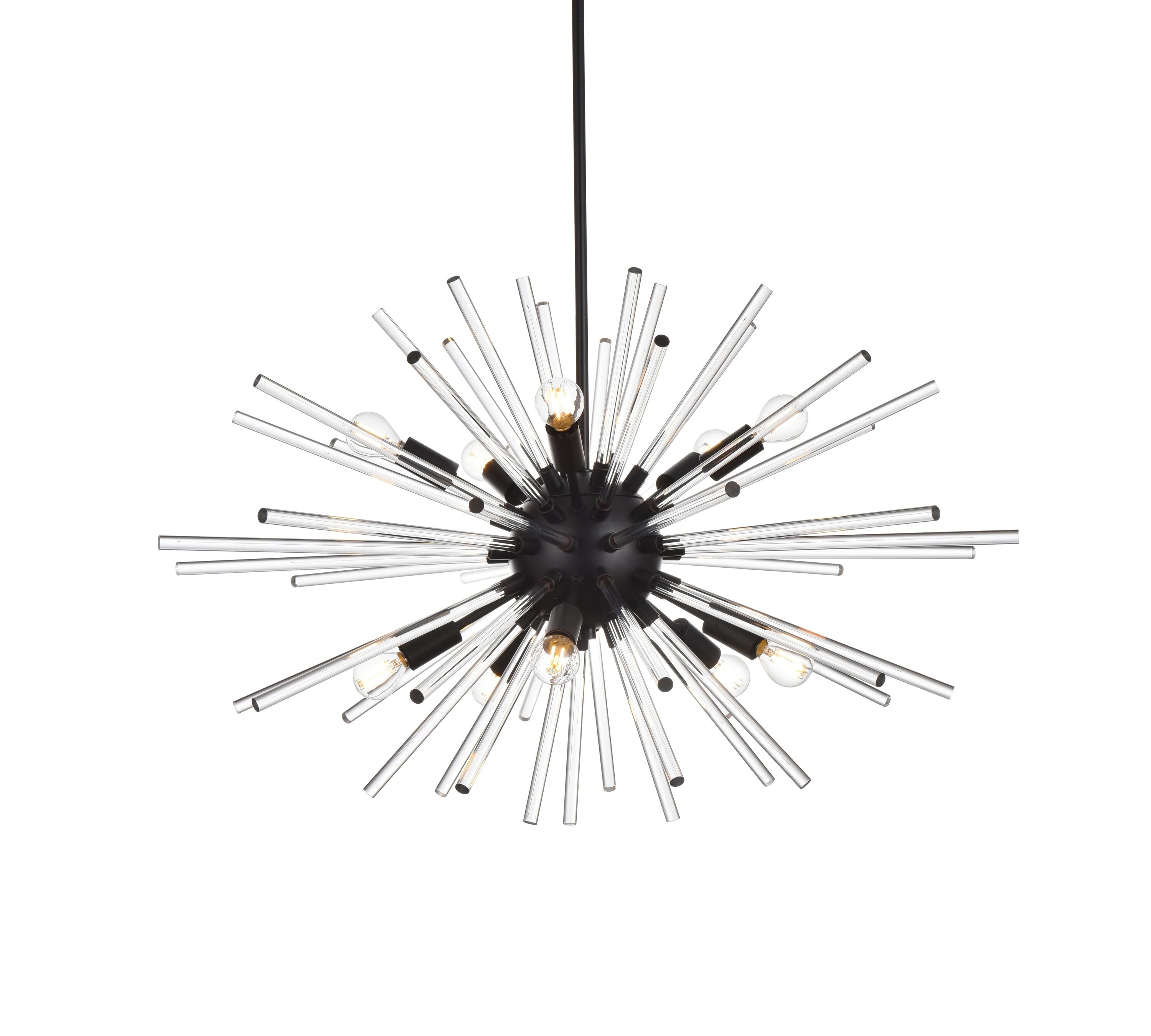 Sienna 42-Inch Black Crystal Rod Pendant Light