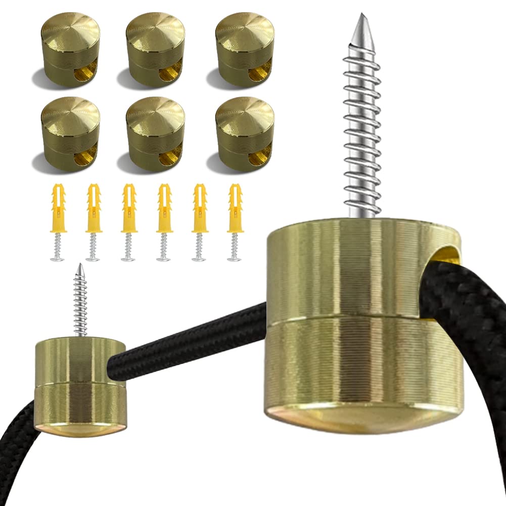 Vrbgify  6 pack Swag Ceiling Hooks for Hanging Lights Aluminum Modern Cable Hook for Pendant Lighting Chandelier Cord Management Includes Screws