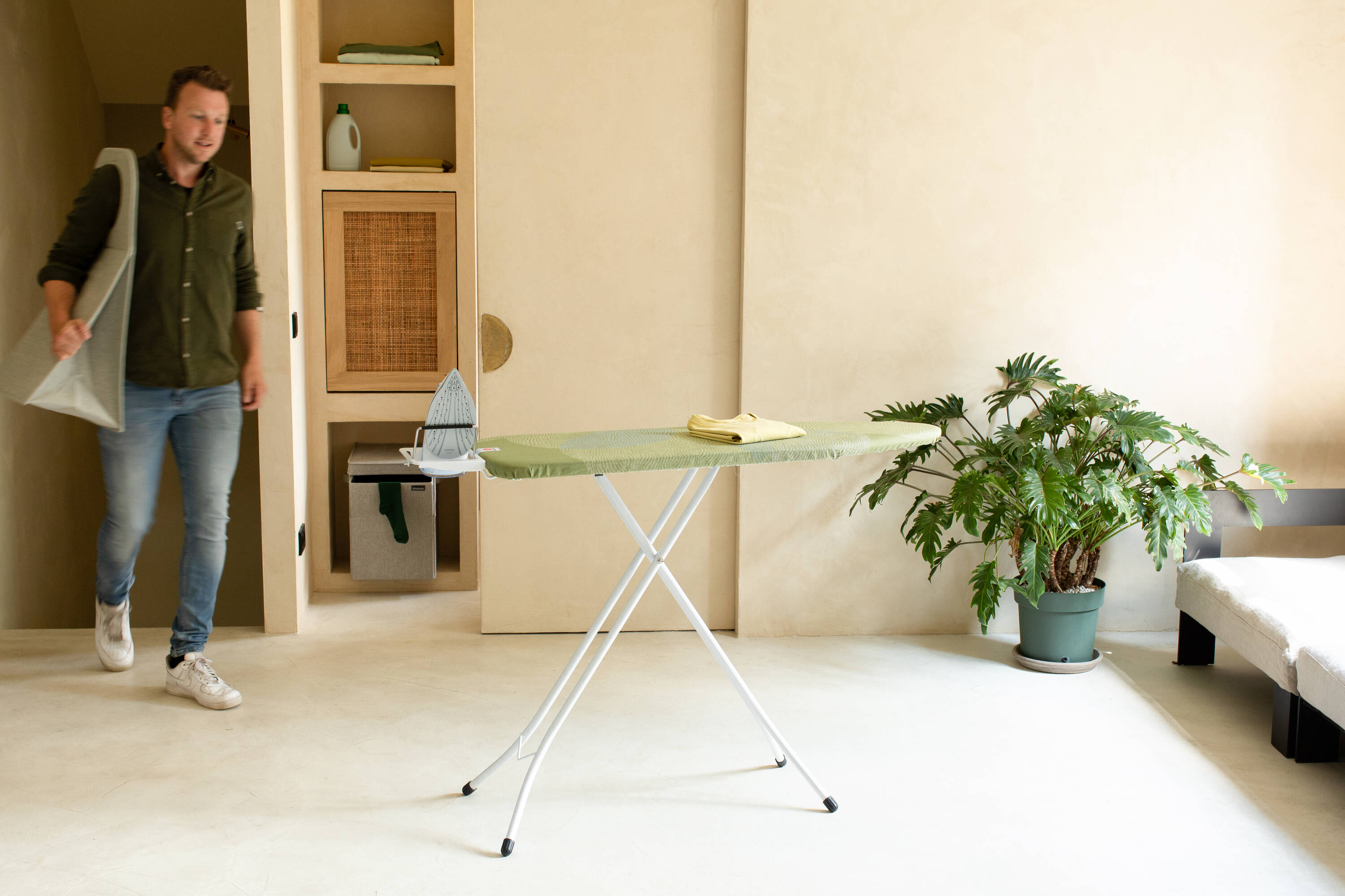Brabantia Green Freestanding Ironing Board with Steam Iron Rest
