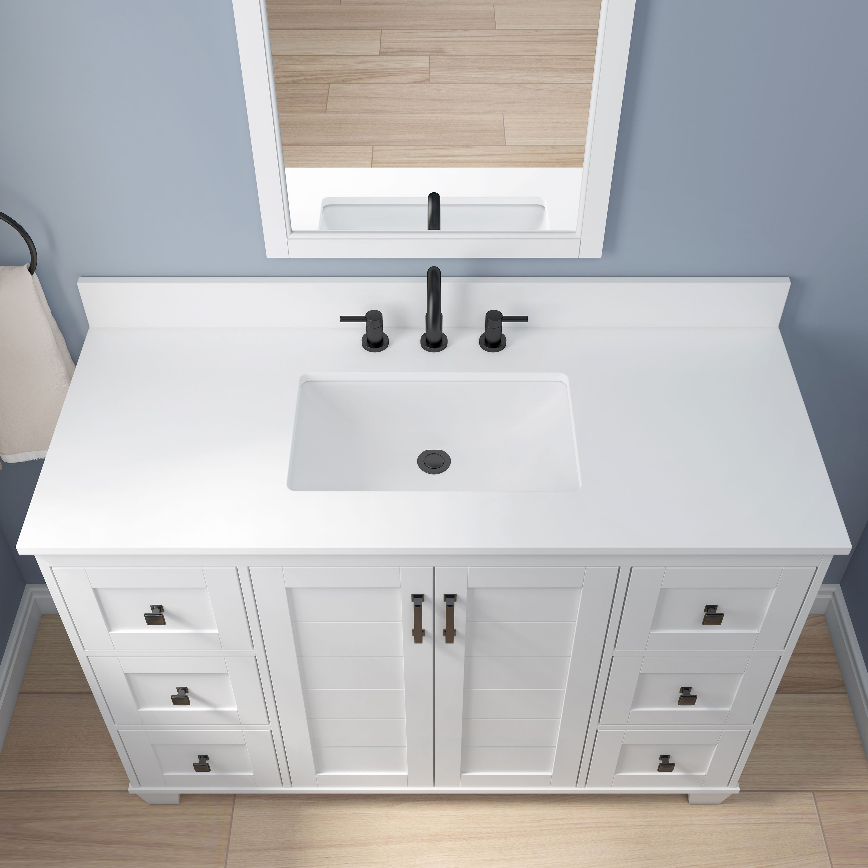 allen + roth Rigsby 48-in White Undermount Single Sink Bathroom Vanity with  White Engineered Marble Top in the Bathroom Vanities with Tops department at