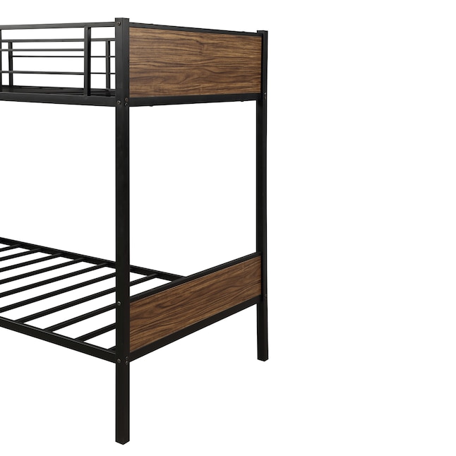 Mondawe Brown Twin Over Bunk Bed, Vintage Military Bunk Beds