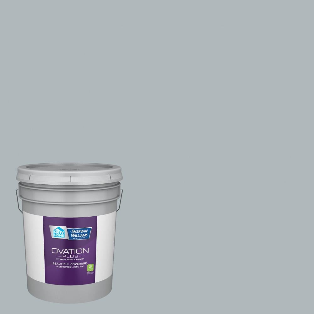 HGTV HOME by Sherwin-Williams 5001-1B-2557225 Ovation Plus Satin Grey Brook 5001-1B Latex Interior Paint Paint + Primer ( 5-gallon )