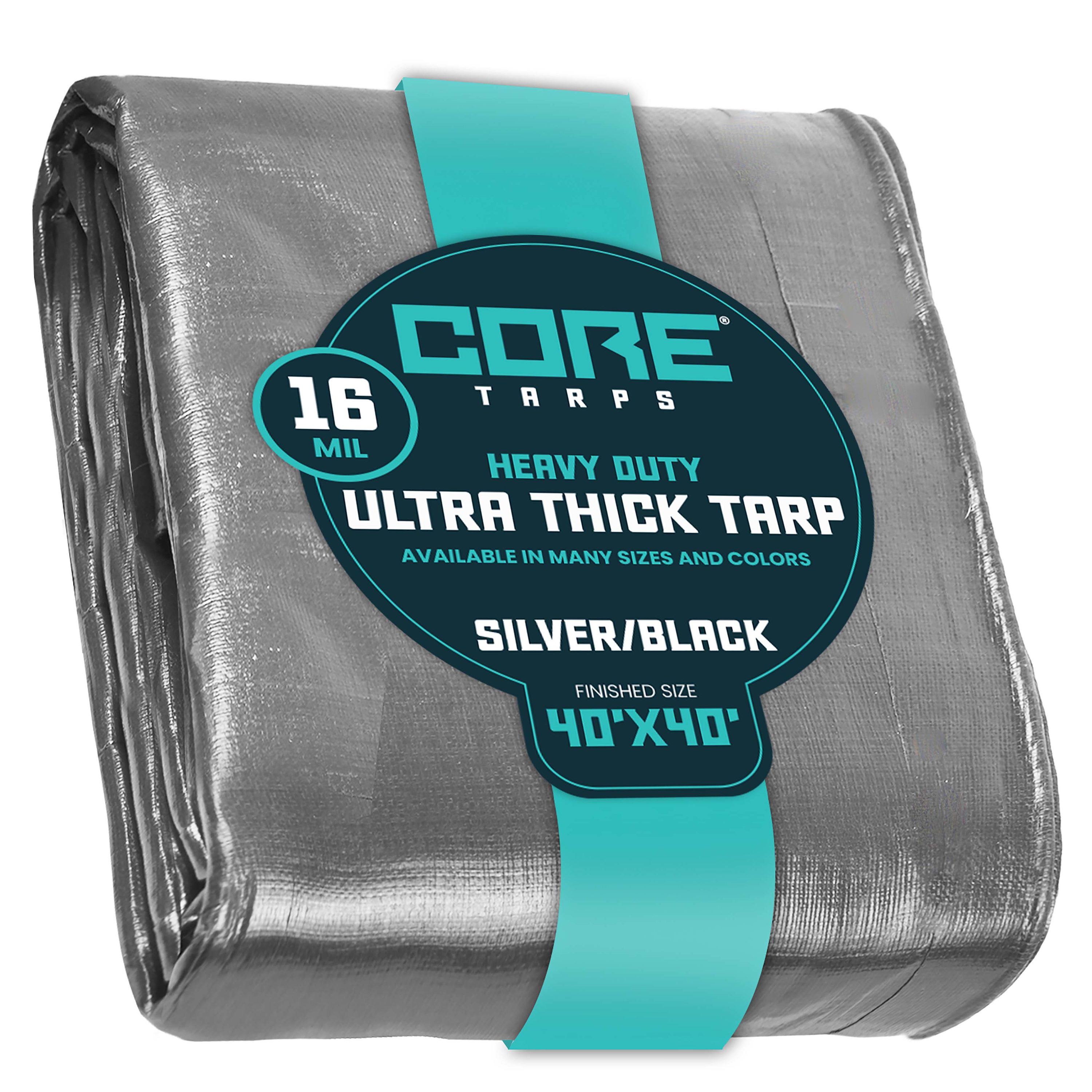 Core Tarps CT-301-40X40 40-ft x 40-ft Silver Waterproof Commercial Polyethylene 16-Mils Tarp