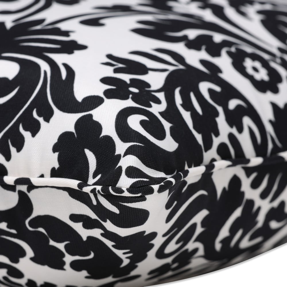 Black and Off-White Damask Outdoor Throw Pillows, Set of 2