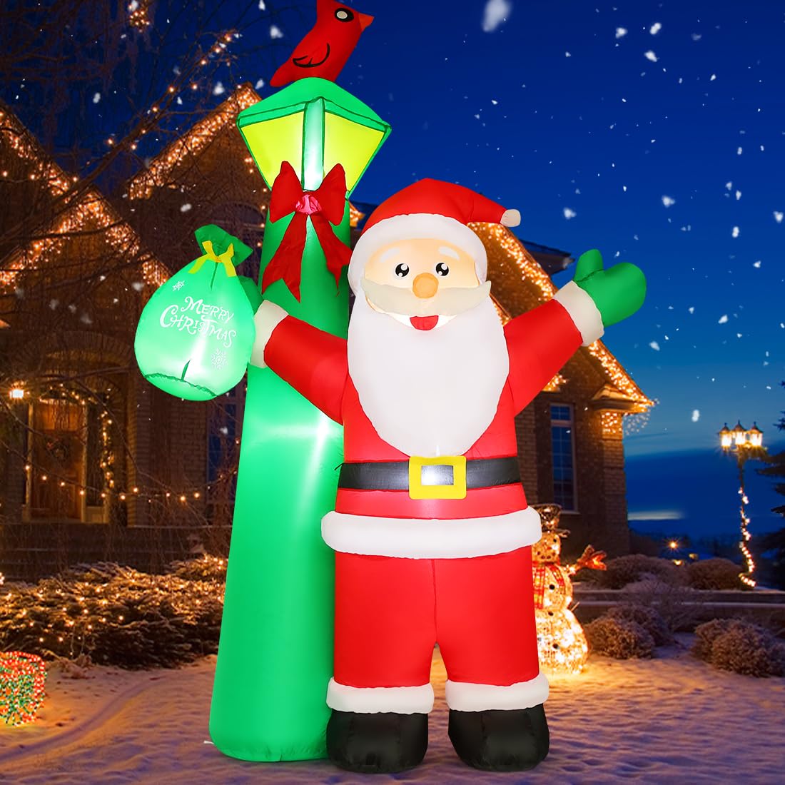 GOOSH DJ-SD-27485 8.2-ft Lighted Santa Christmas Inflatable