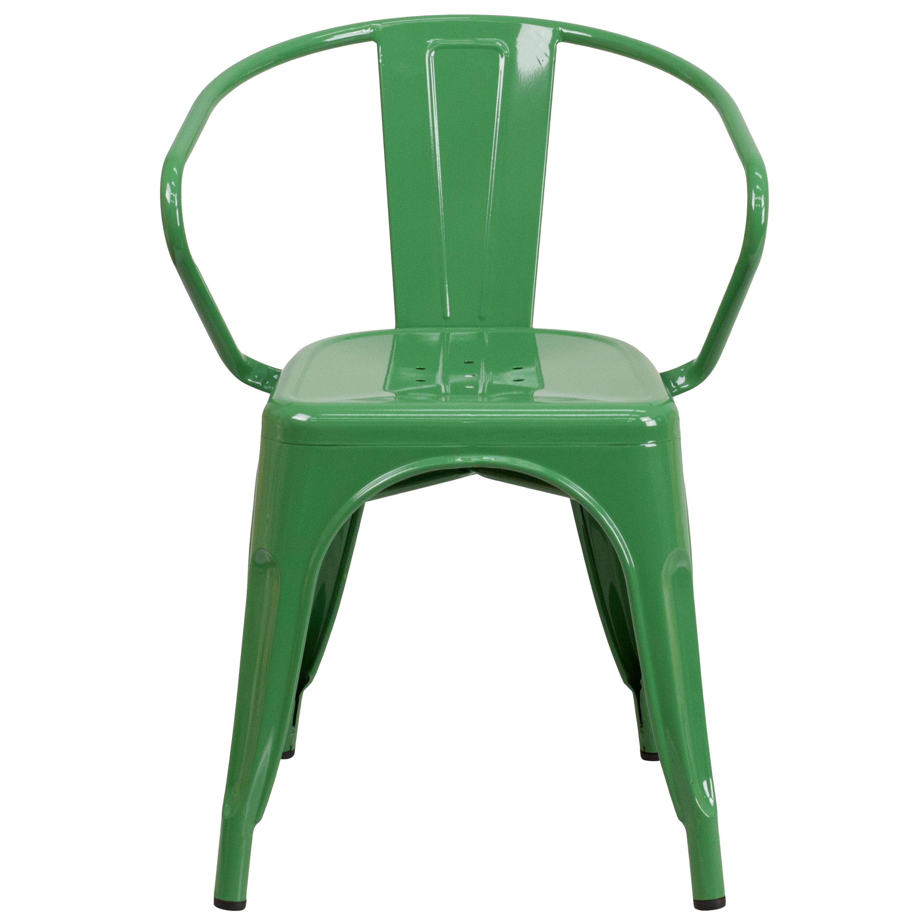 Vibrant Green Steel Indoor-Outdoor Armchair with Vertical Slat Back