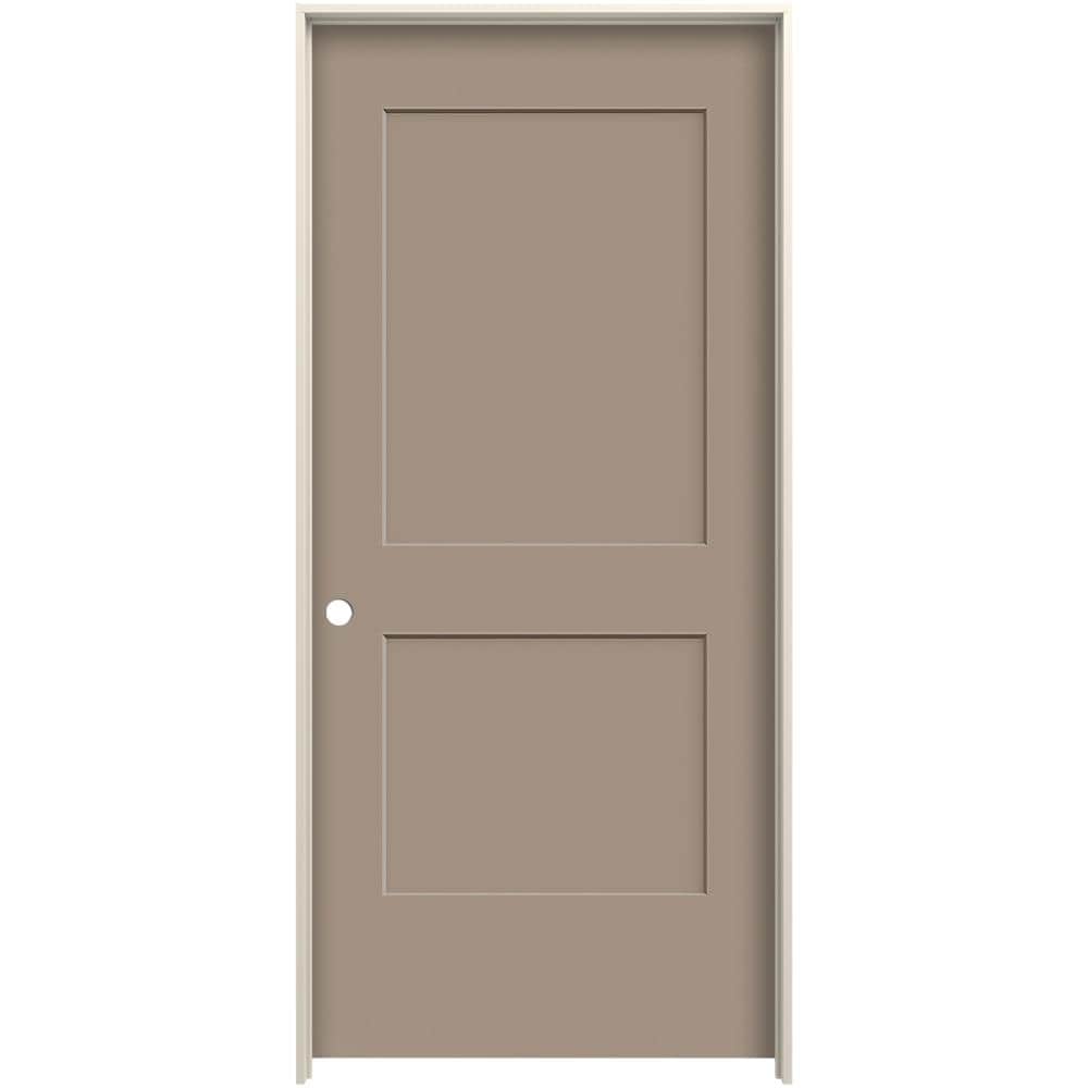 JELD-WEN LOWOLJW226100269 36-in x 80-in Pottery Solid Core 2-panel Square Right Hand Smooth Prefinished Molded Composite Flat Jamb Single Prehung Interior Door