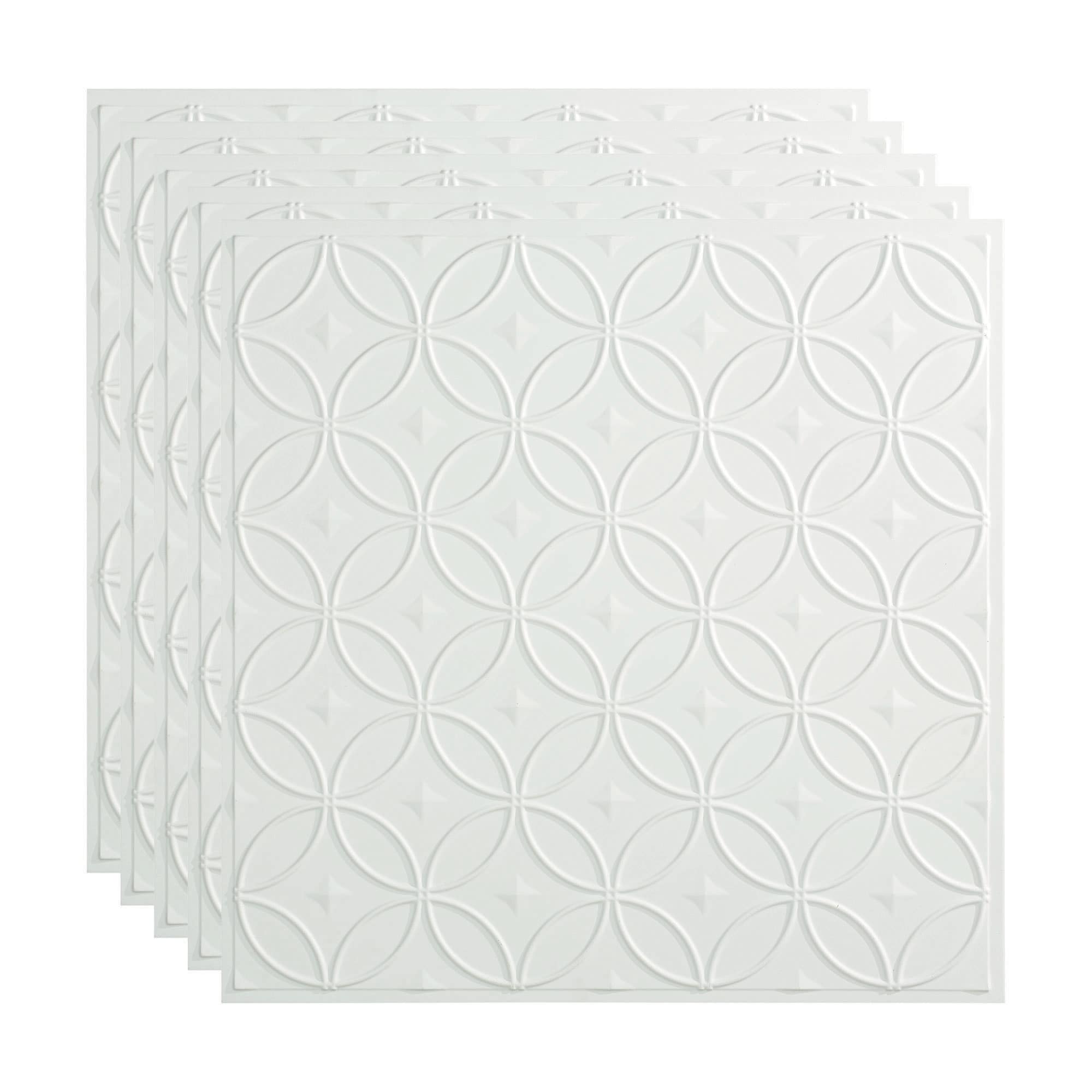 Fasade PL8200 2-ft x 2-ft Rings Gloss White PVC Drop Ceiling Tile ( 5 -Pack, 20-Sq. Feet / Case )