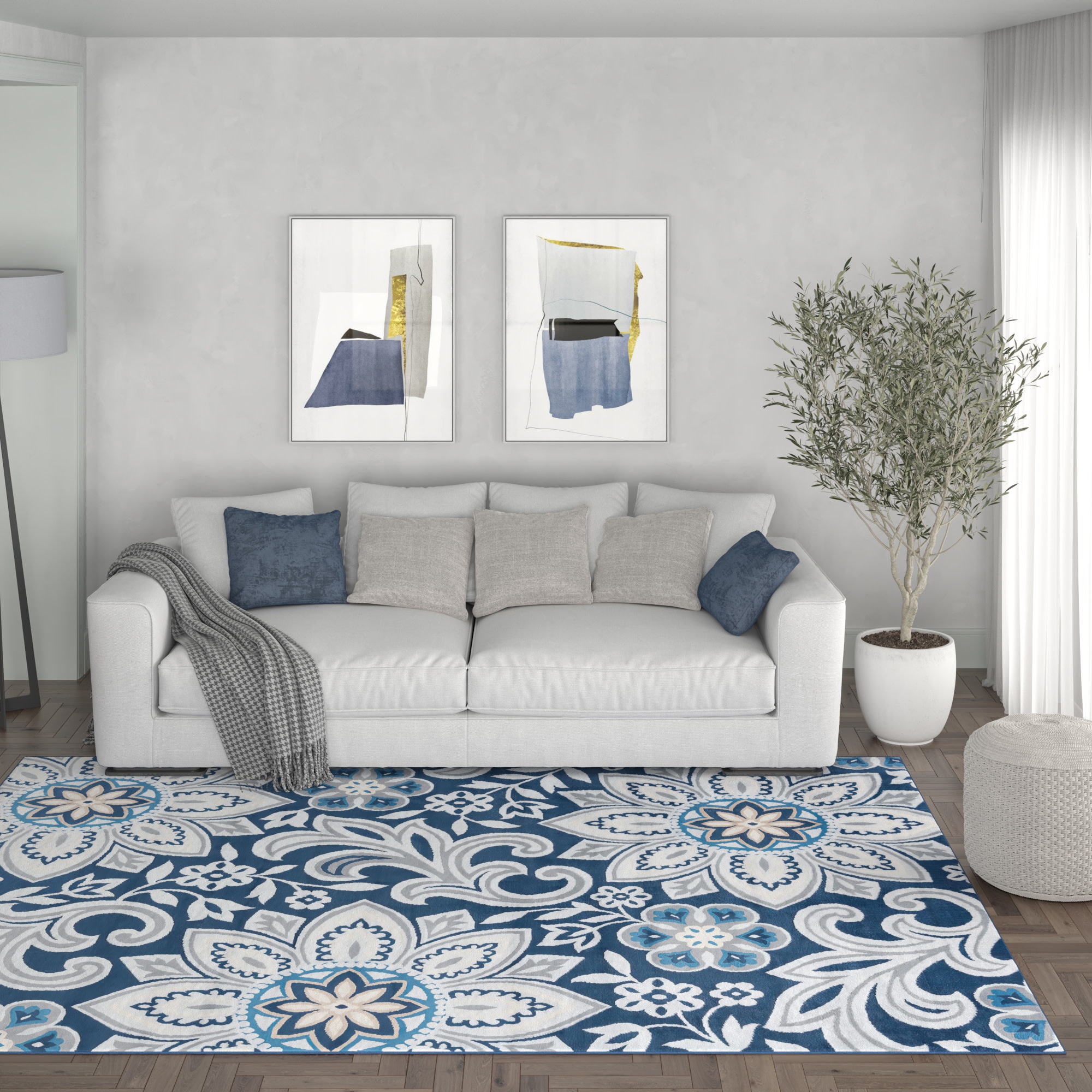 Tayse MDN3907 8X10 Madison 8 x 10 (ft) Loomed Polypropylene Blue Rectangular Indoor Area rug