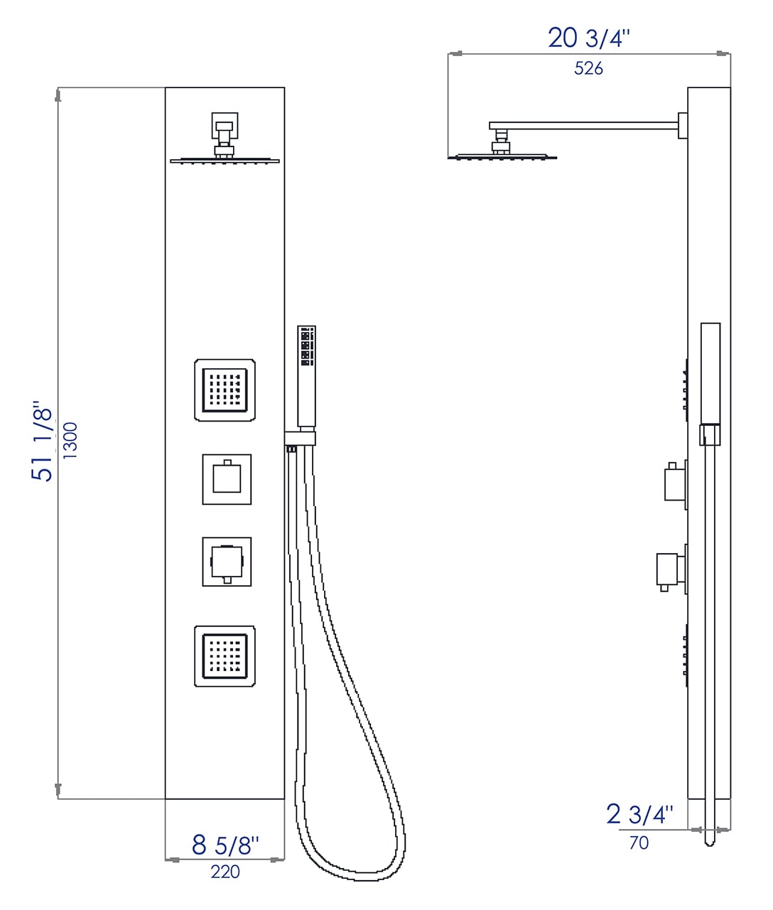 ALFI ABSP60W Showerhead-Bar-Panels - View #5