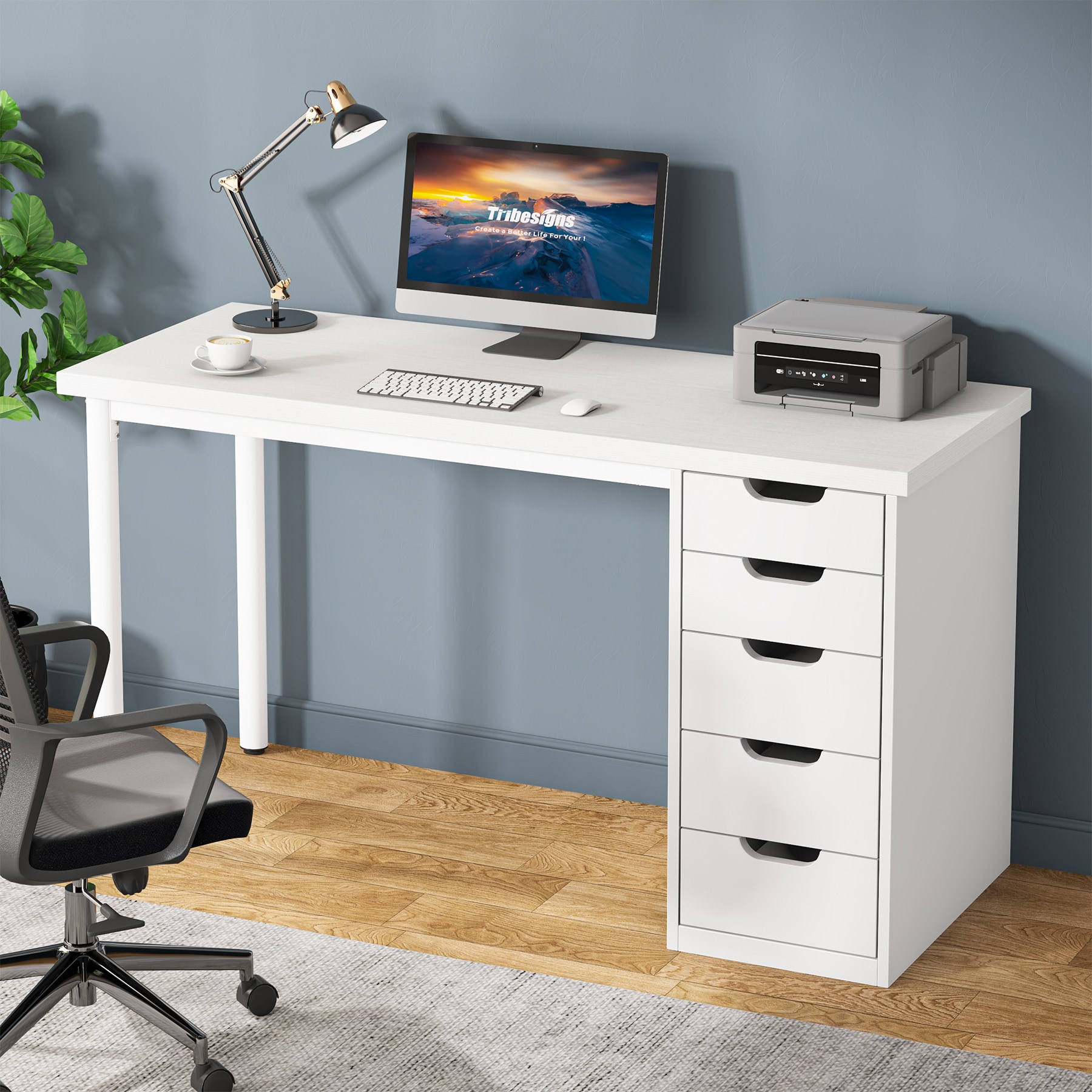 Fnova LWTJ-RY0227 Office Conference Table White 1 -Person Conference table ( 47.24-in W x 29.52-in H )