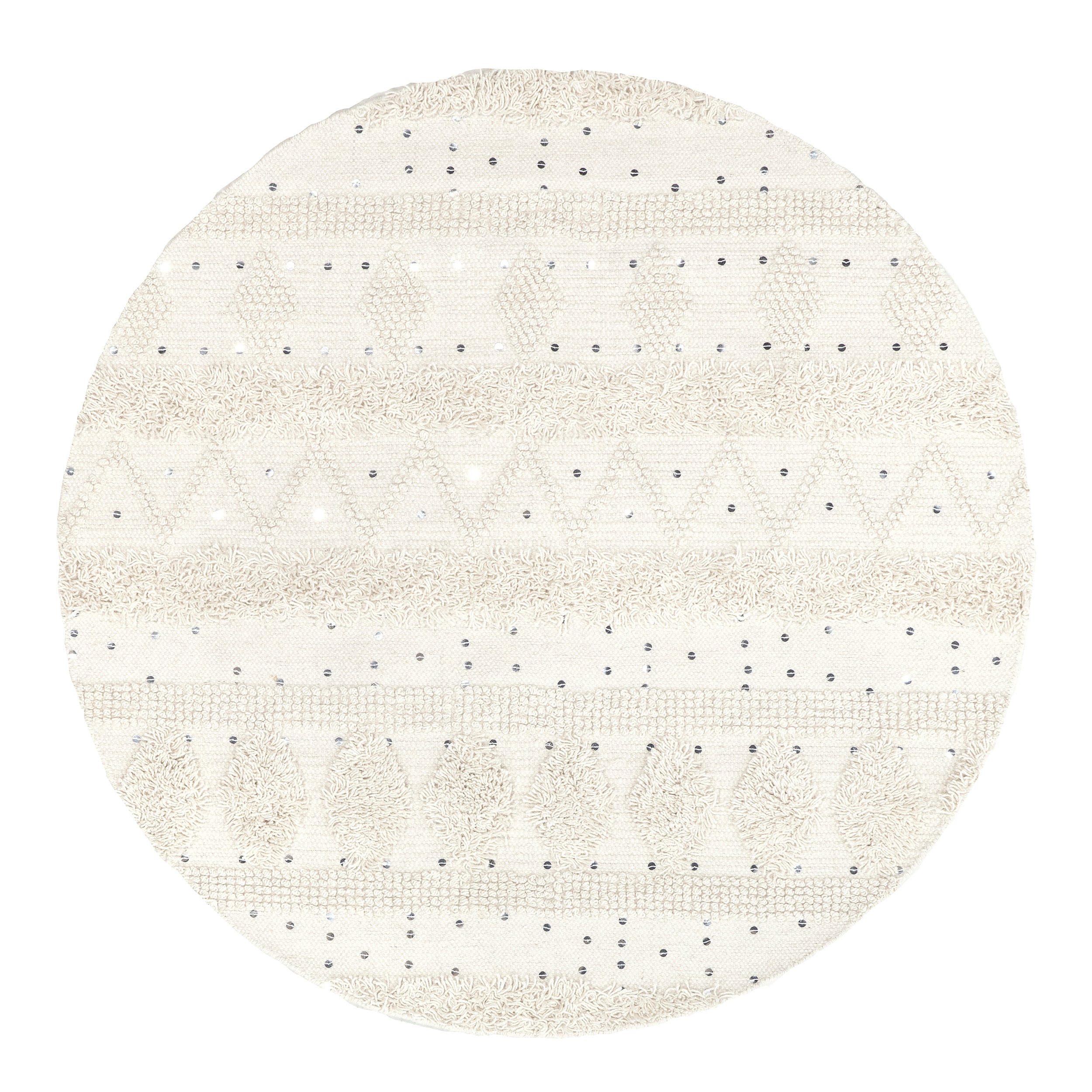 Chandy Ivory Hand-Tufted Round Wool Area Rug