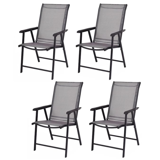 Goplus Costway Set Of 4 Stackable Black Metal Frame Stationary Conversation Chair S With Mesh Seat In The Patio Chairs Department At Com - Metal Mesh Folding Patio Chairs