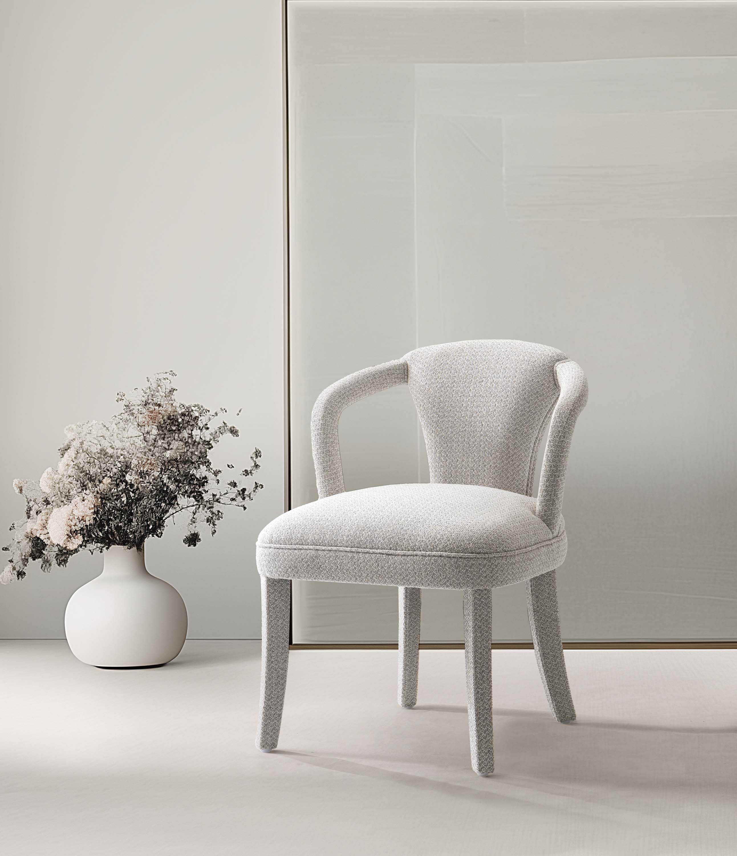 Manhattan Comfort DC088AR-SL Contemporary/Modern Tweed Upholstered Dining Arm Chair (Wood Frame)