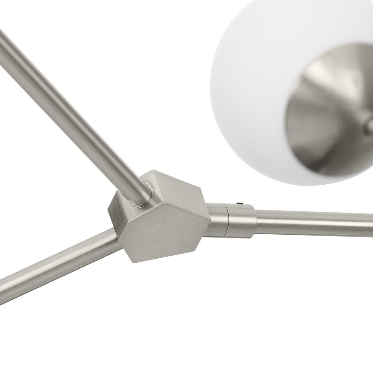 Haas Brushed Nickel 6-Light Chandelier with Opal Glass Globes