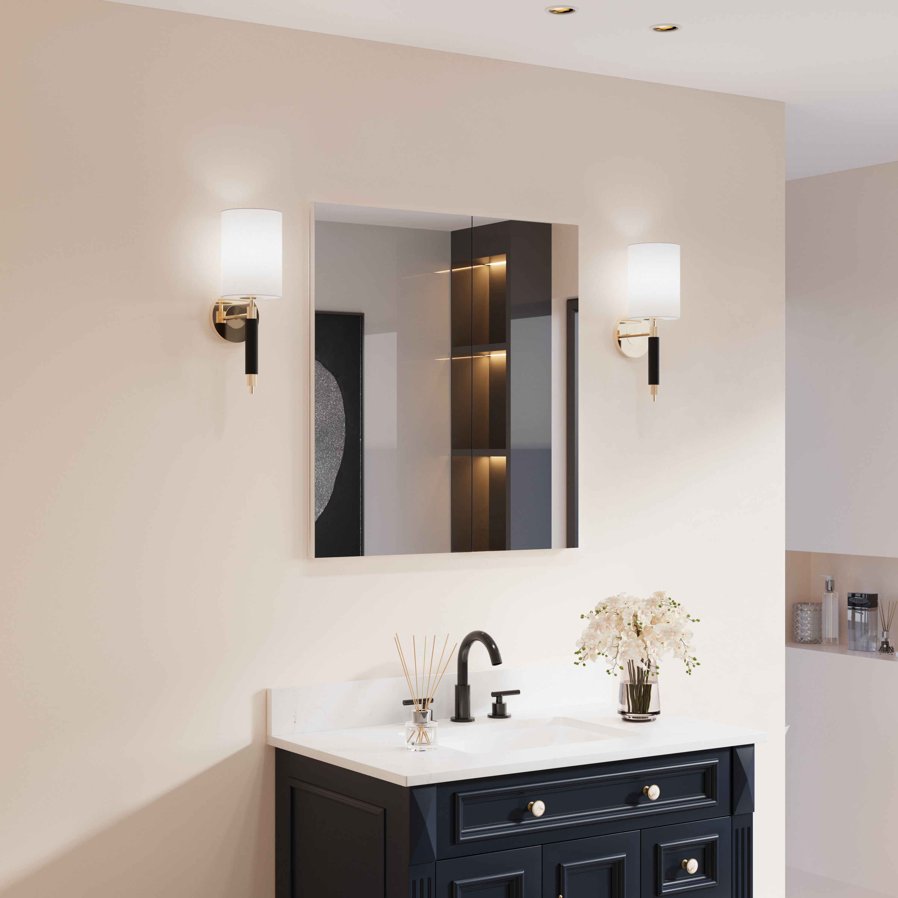 Forclover WBSG-127892 28-in x 30-in Surface/Recessed Mount Silver Mirrored Rectangle Soft Close Medicine Cabinet