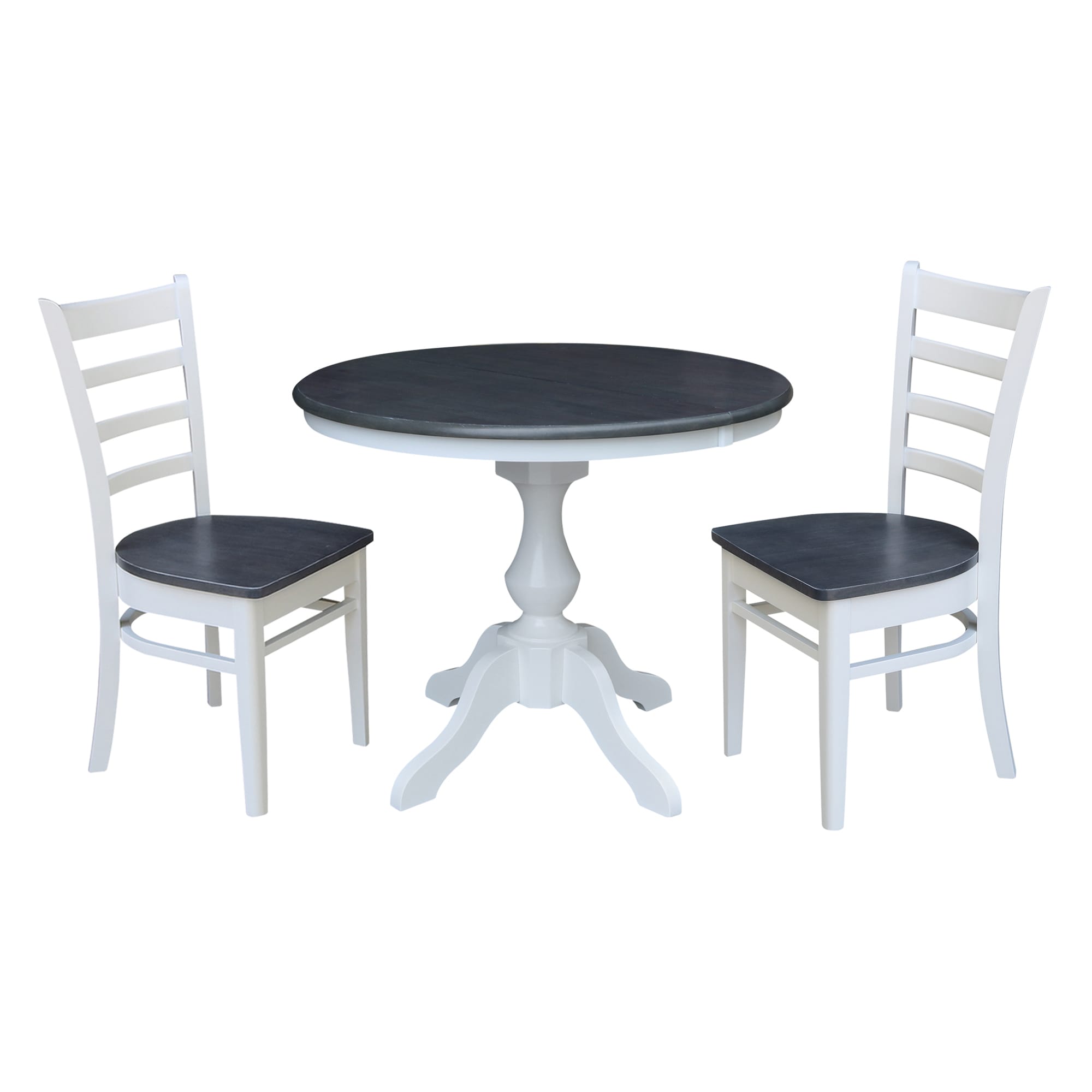 International Concepts K05-36RXT-11B-C617-2 White/Heather Gray Traditional Dining Room Set with Round Table ( Seats 4 )