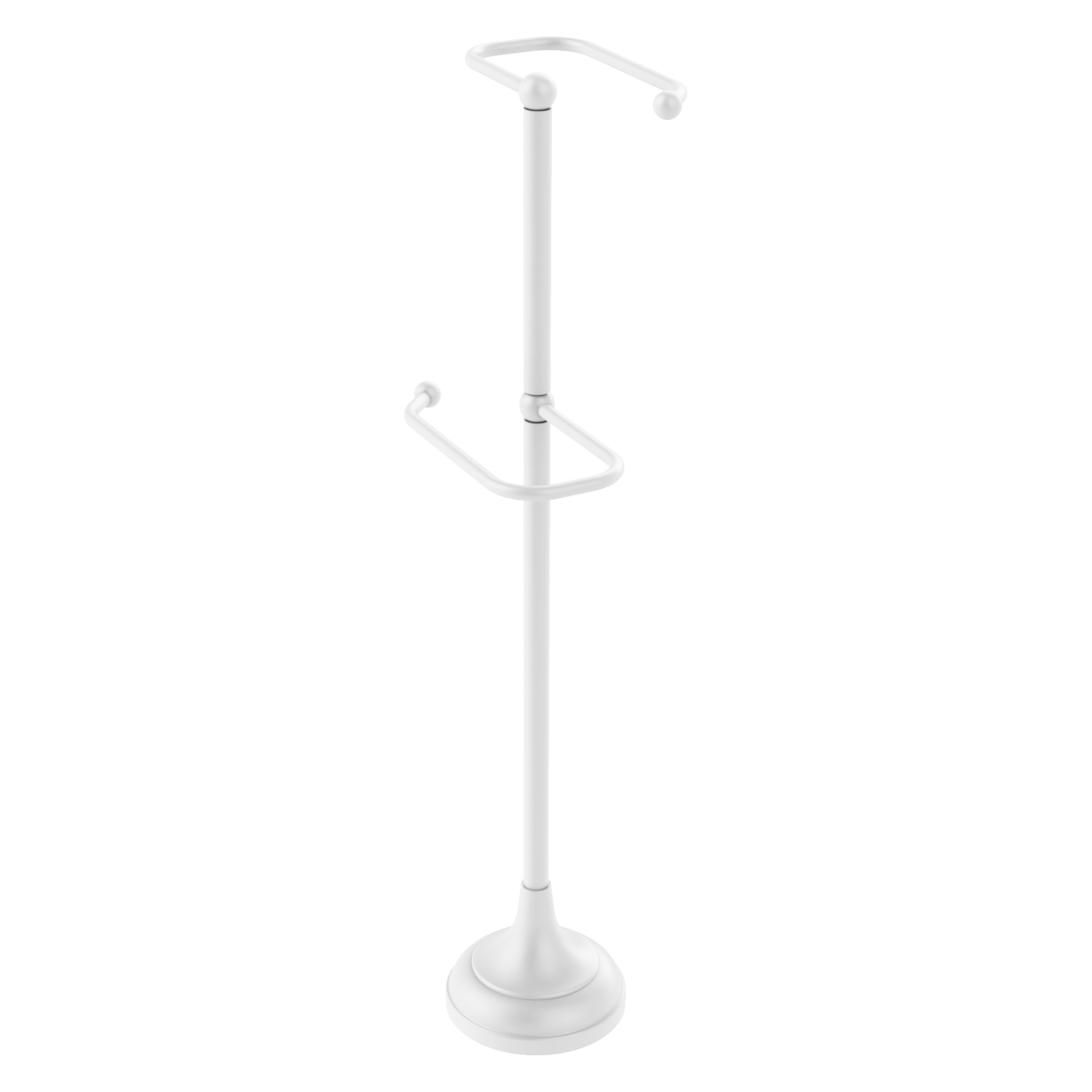 Allied Brass TS-29-WHM Matte White Freestanding Single post Toilet Paper Holder 2 -Rolls with Storage