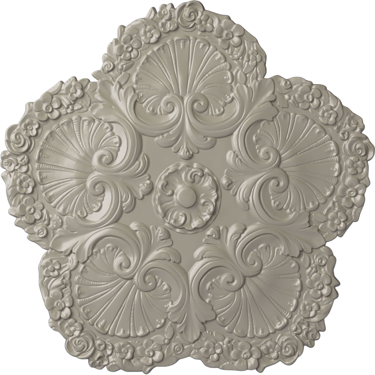 Ekena Millwork CM25SHPWS Shell 25.625-in W x 25.625-in L Painted Pearl White Polyurethane Whole Ceiling Medallion