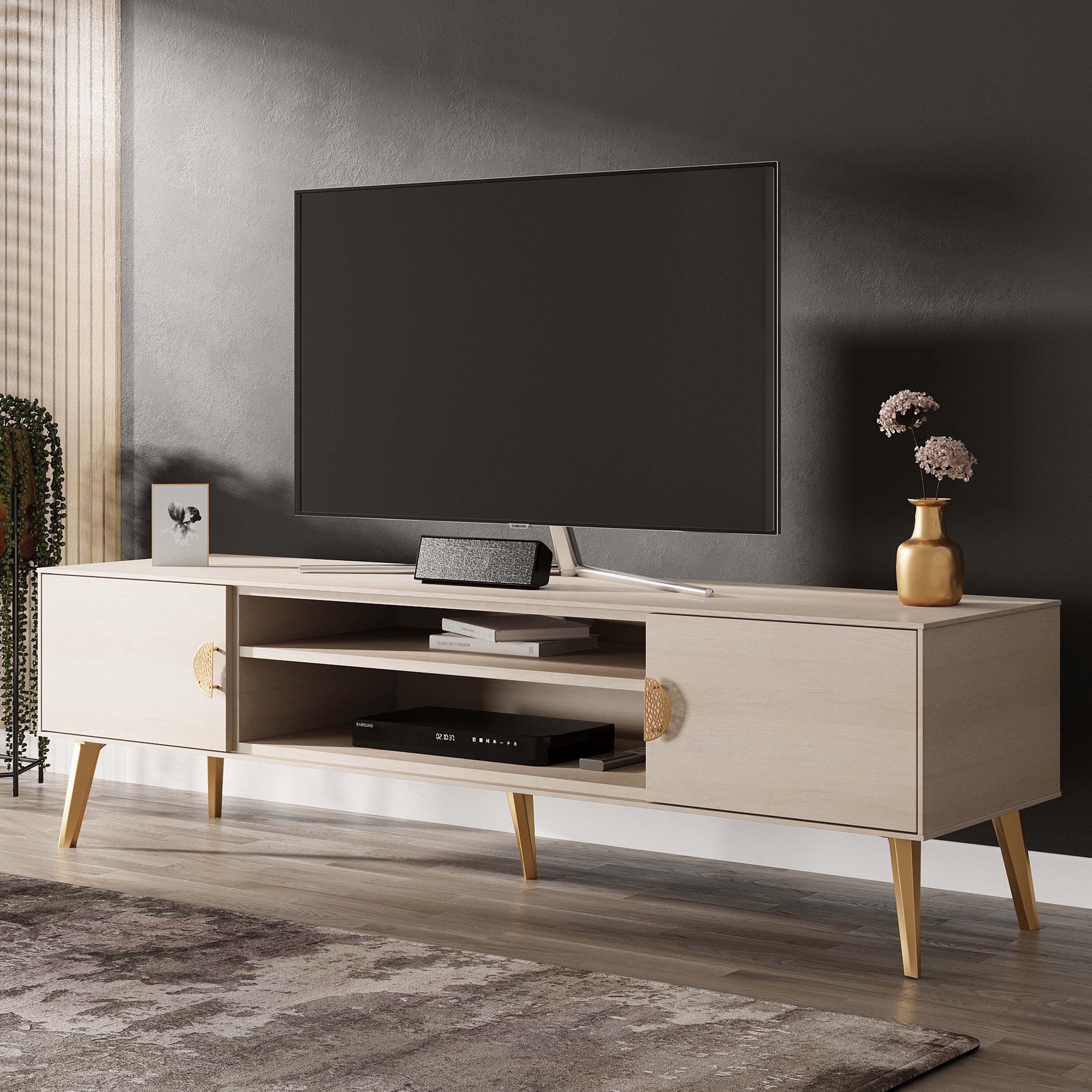 Manhattan Comfort TV004-WH Modern/Contemporary White TV stand ( Accommodates TVs up to 55-in )